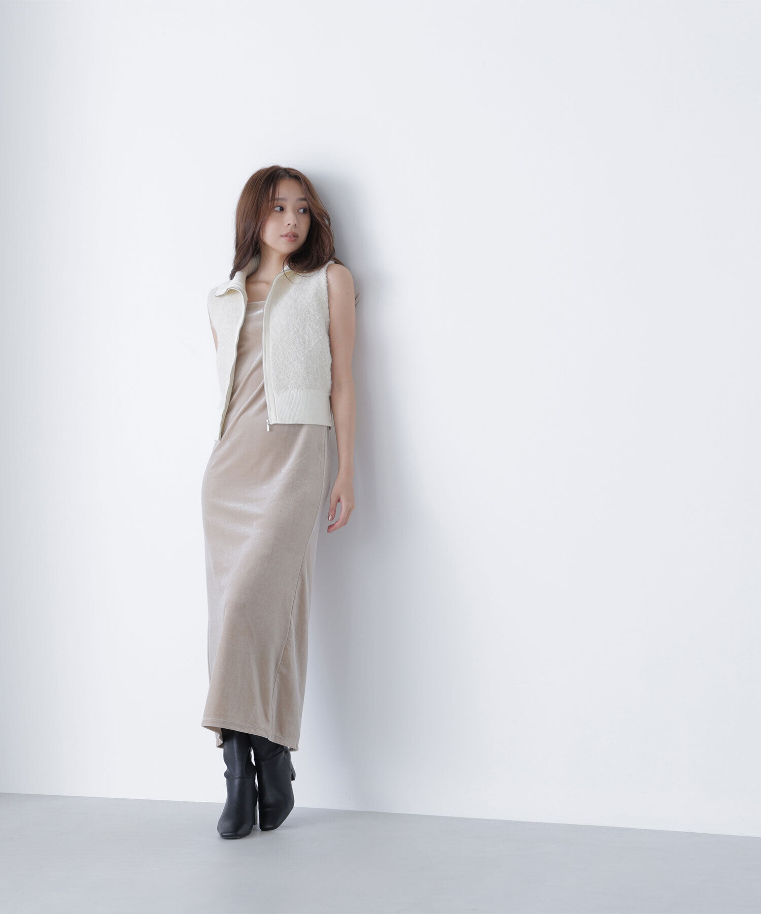  「ベロアカーデ＆キャミワンピース」|ワンピース|