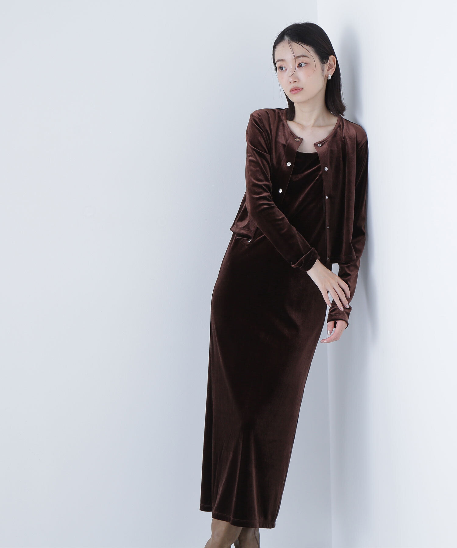  「ベロアカーデ＆キャミワンピース」|ワンピース|