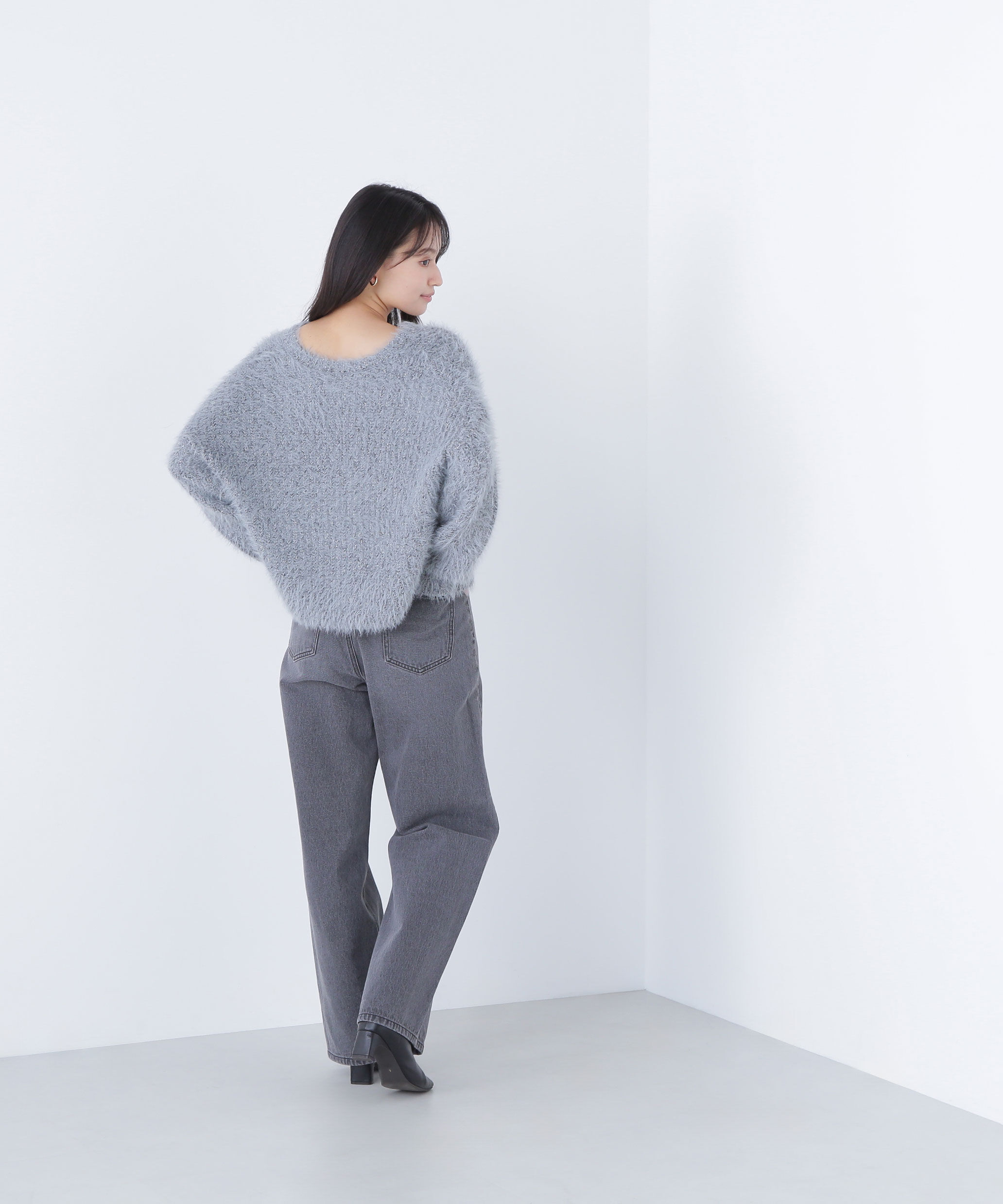  「キーネックシャギーラメニット」|ニット・セーター|