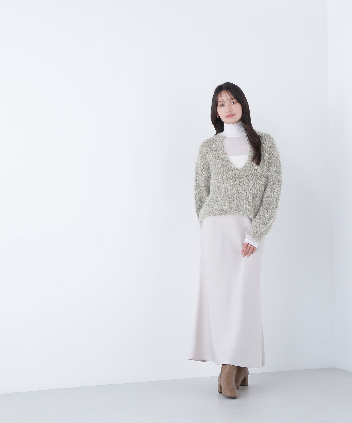  「キーネックシャギーラメニット」|ニット・セーター|