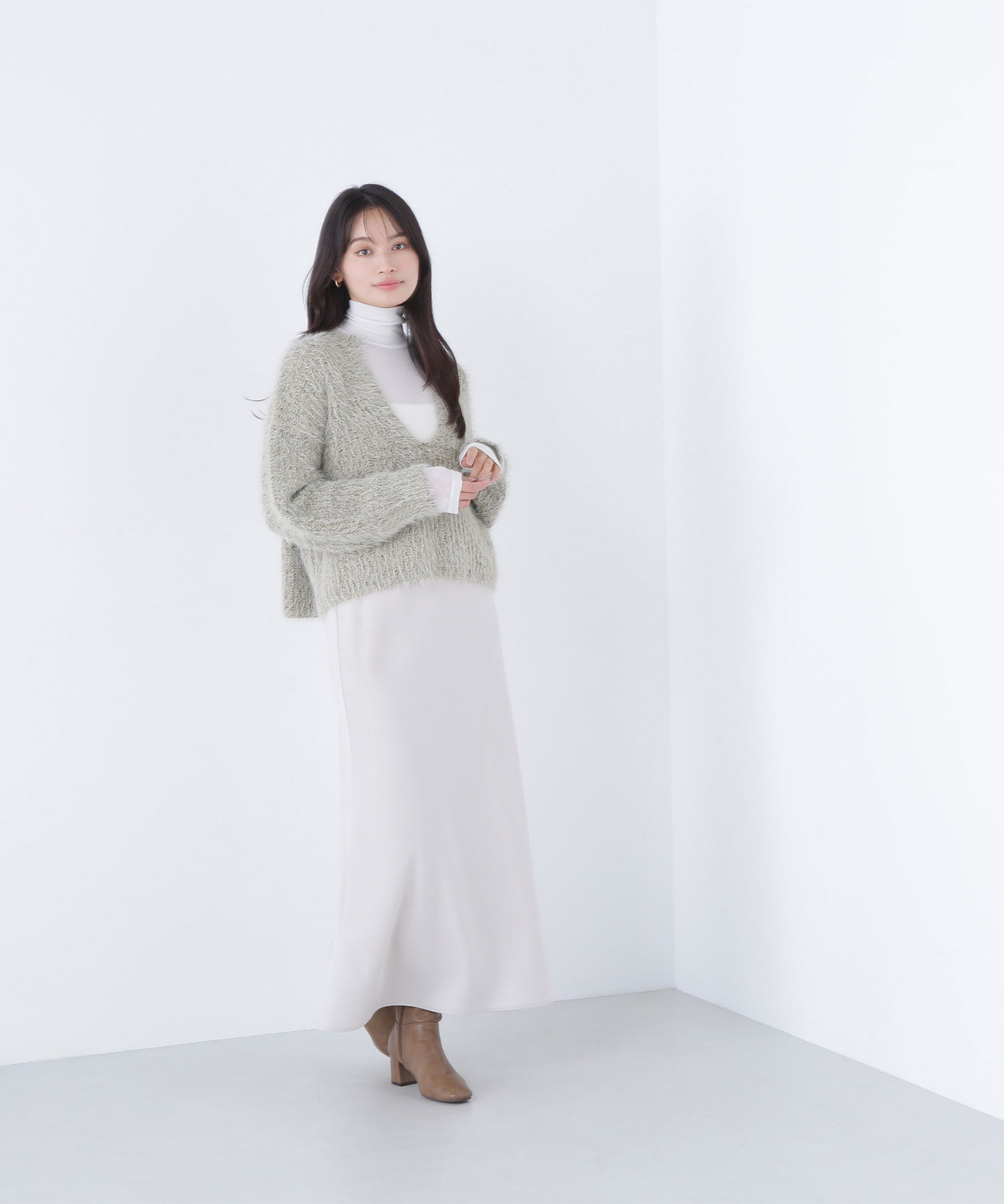  「キーネックシャギーラメニット」|ニット・セーター|