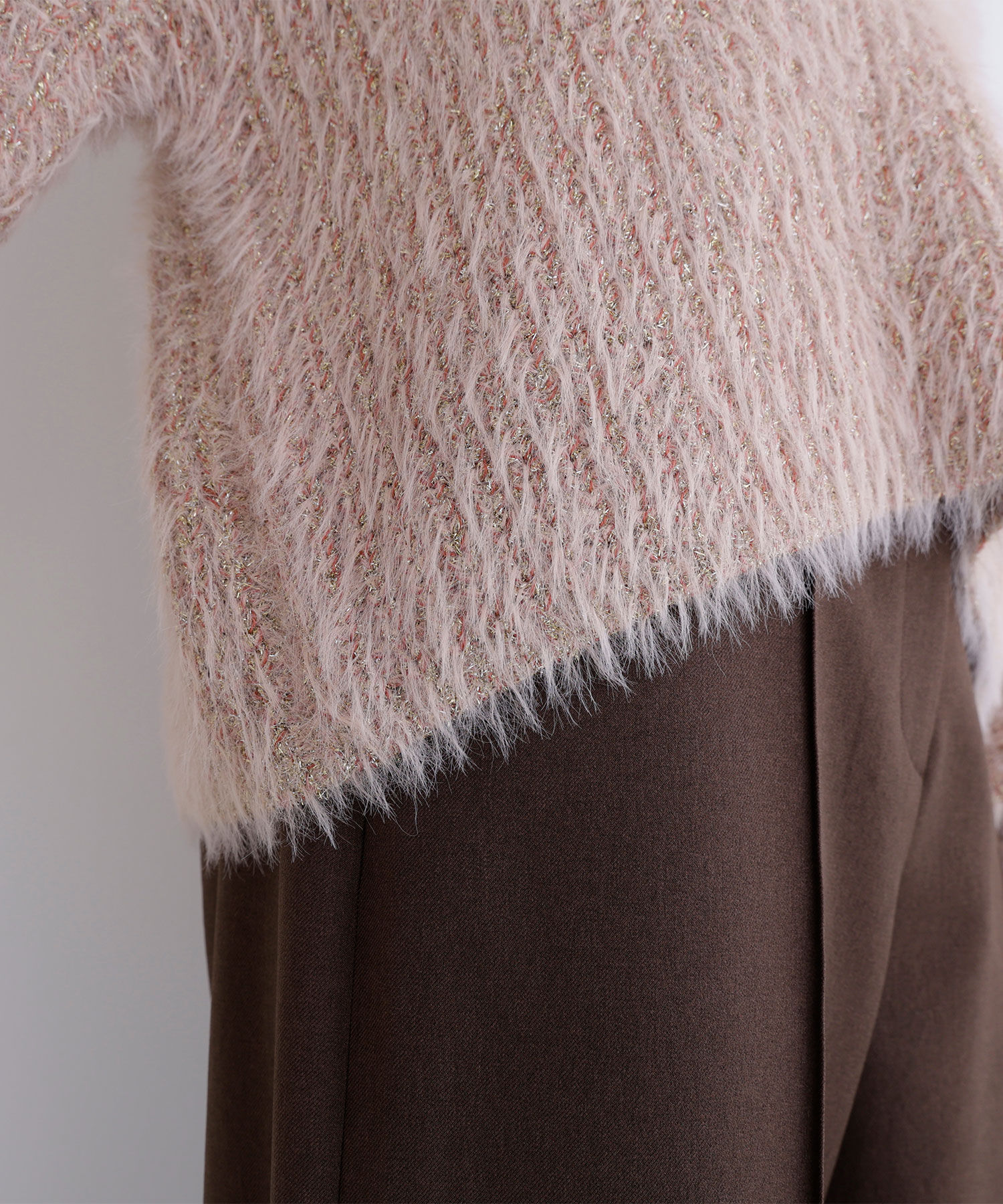  「キーネックシャギーラメニット」|ニット・セーター|