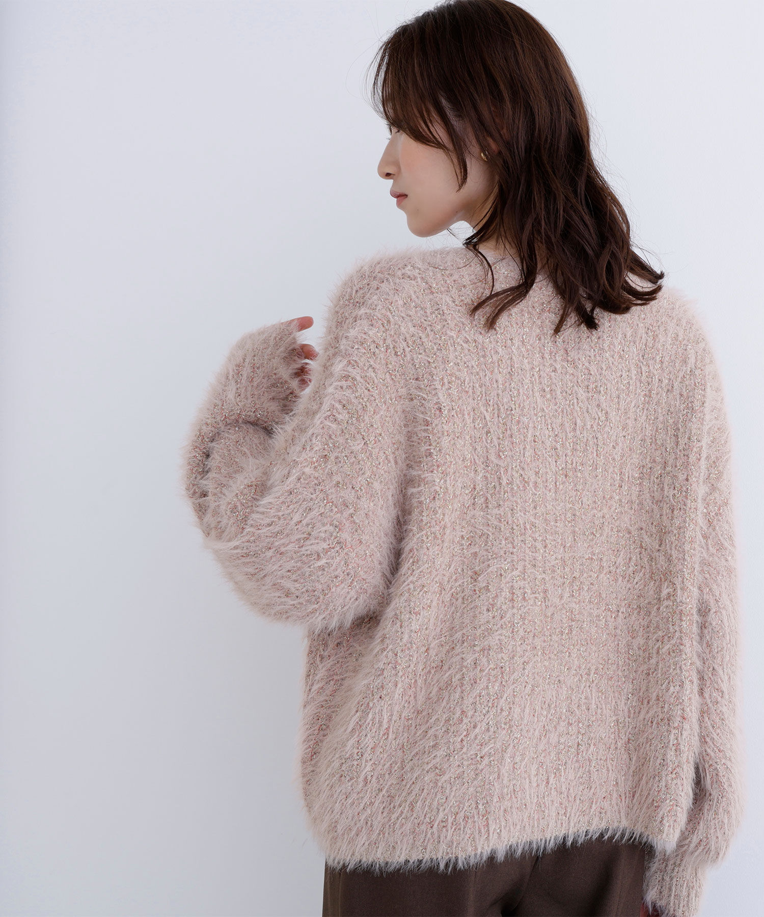  「キーネックシャギーラメニット」|ニット・セーター|