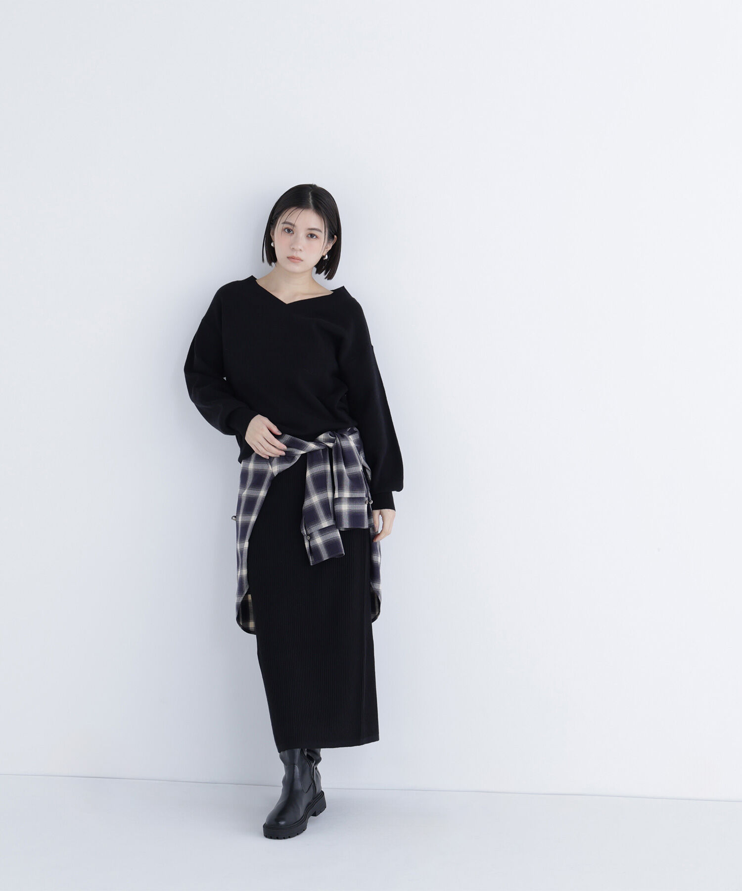  「Vネックフォルムニットセットアップ」|ワンピース|