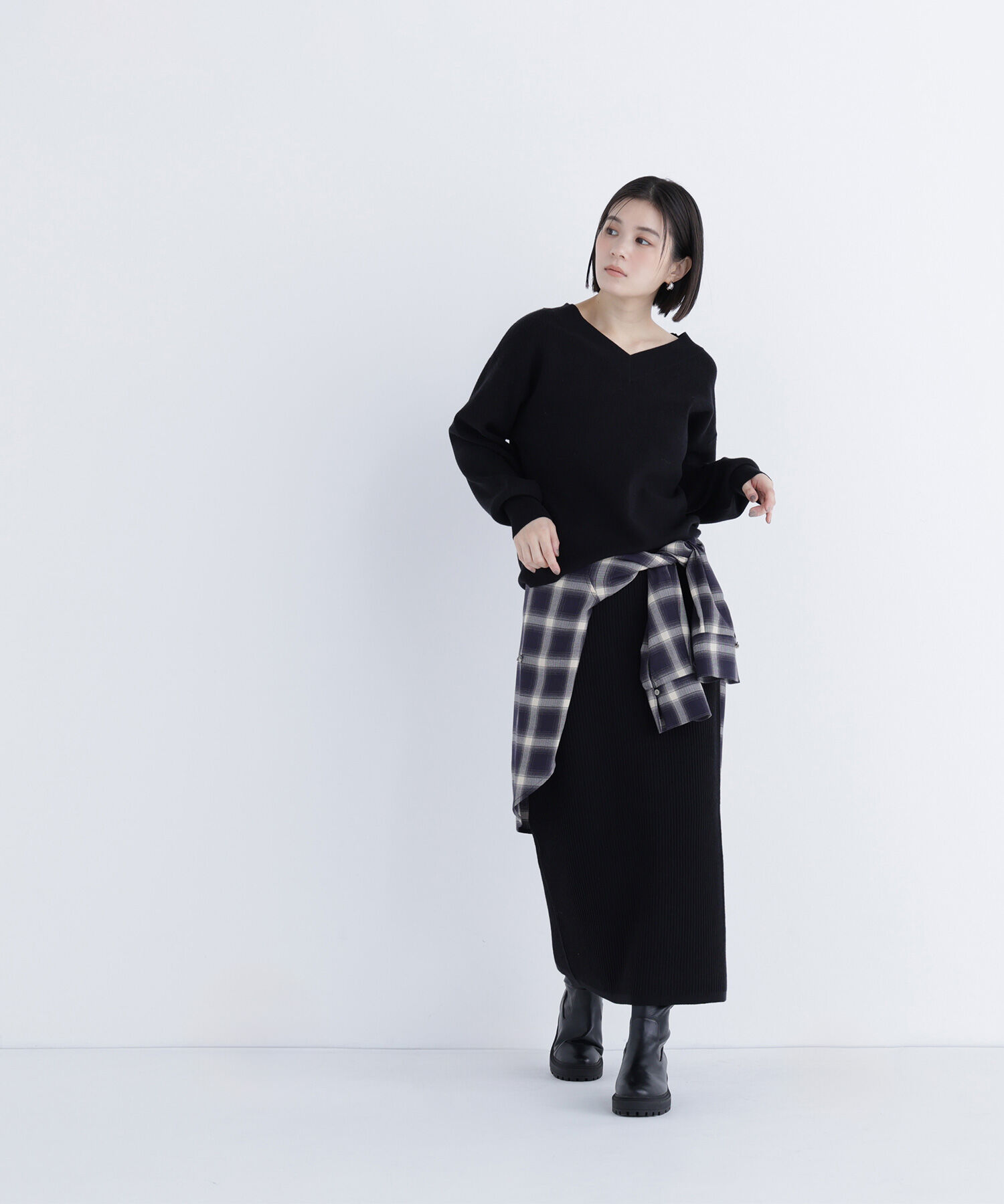  「Vネックフォルムニットセットアップ」|ワンピース|