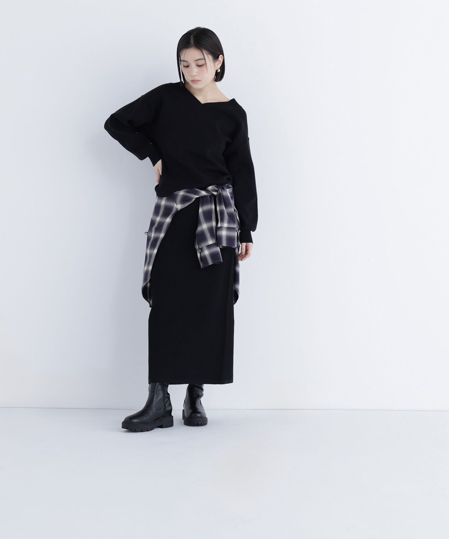  「Vネックフォルムニットセットアップ」|ワンピース|