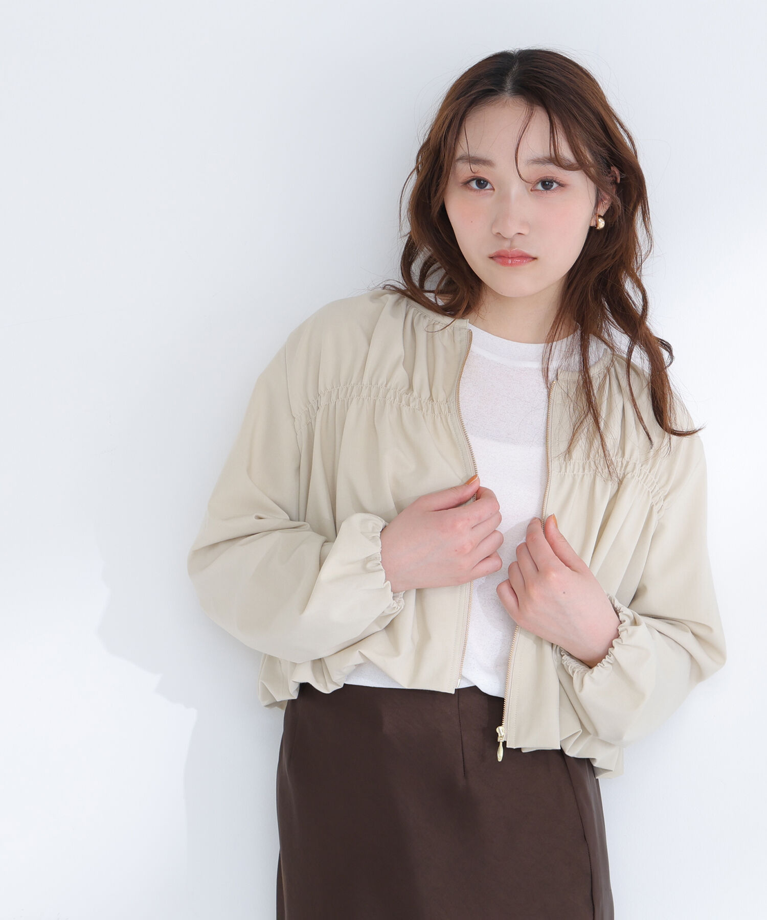  「シャーリングブルゾン」|ブルゾン・スタジャン|ベージュ