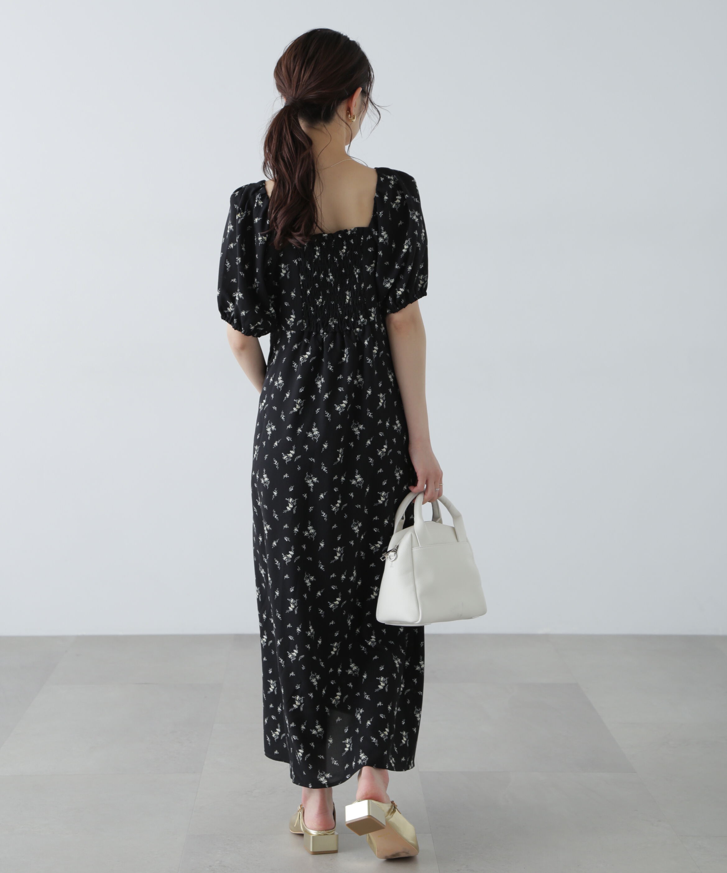  「フラワープリントパフスリーブワンピース」|ワンピース|