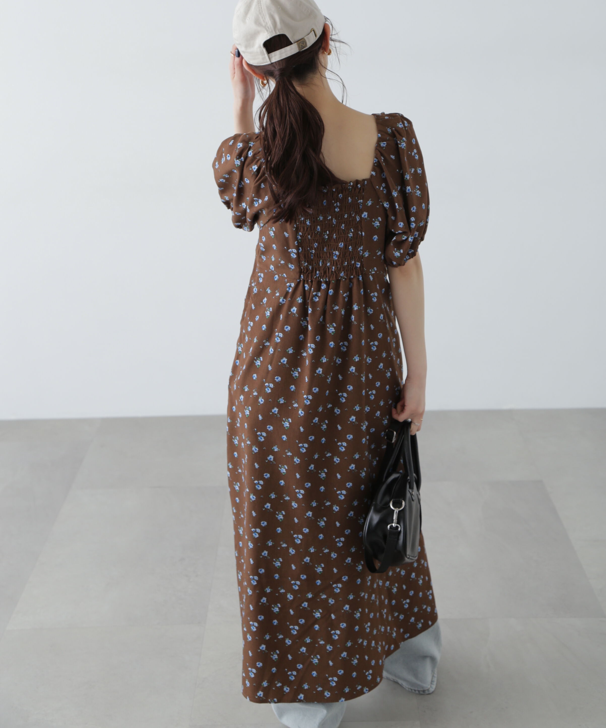  「フラワープリントパフスリーブワンピース」|ワンピース|