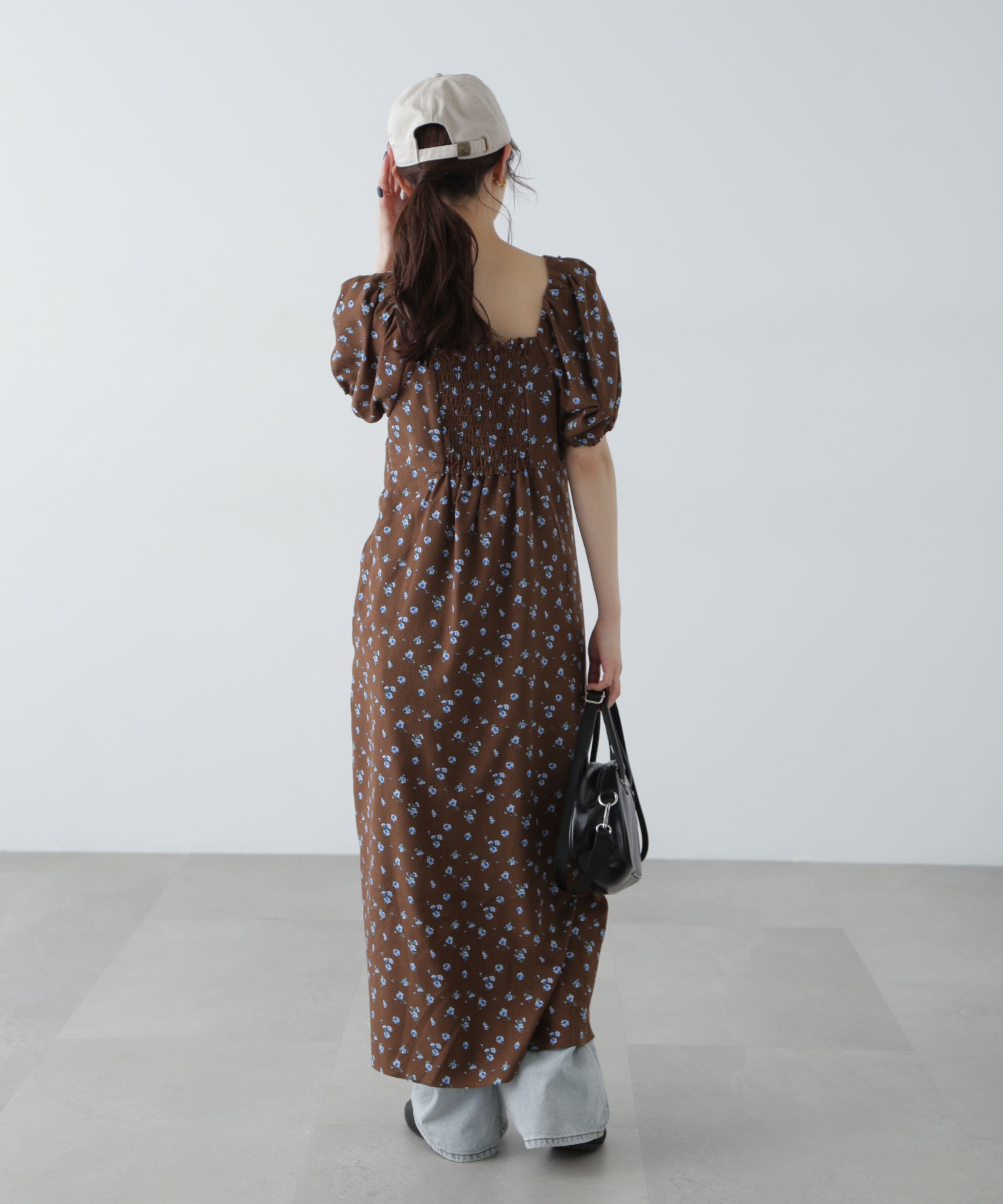  「フラワープリントパフスリーブワンピース」|ワンピース|