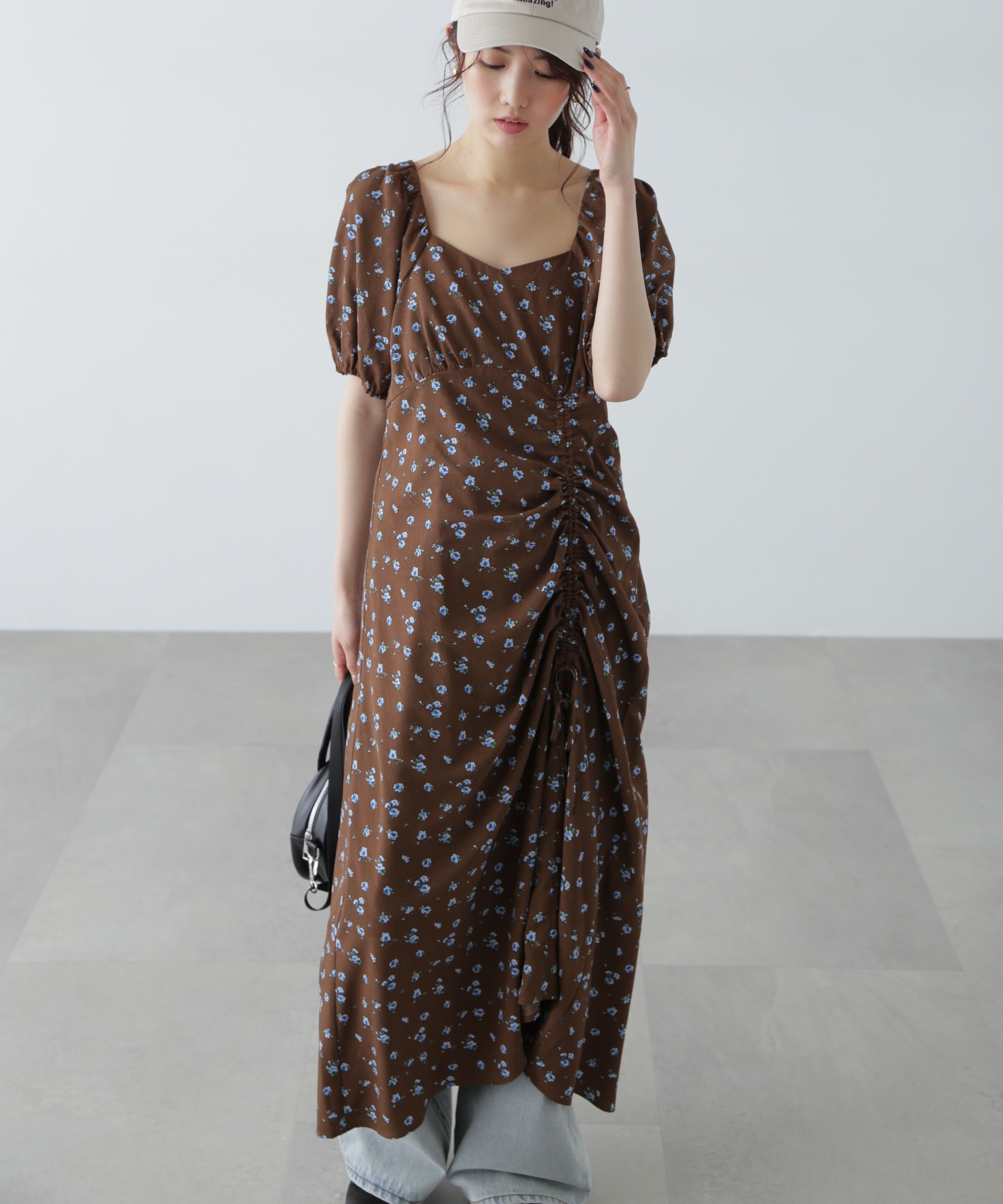  「フラワープリントパフスリーブワンピース」|ワンピース|