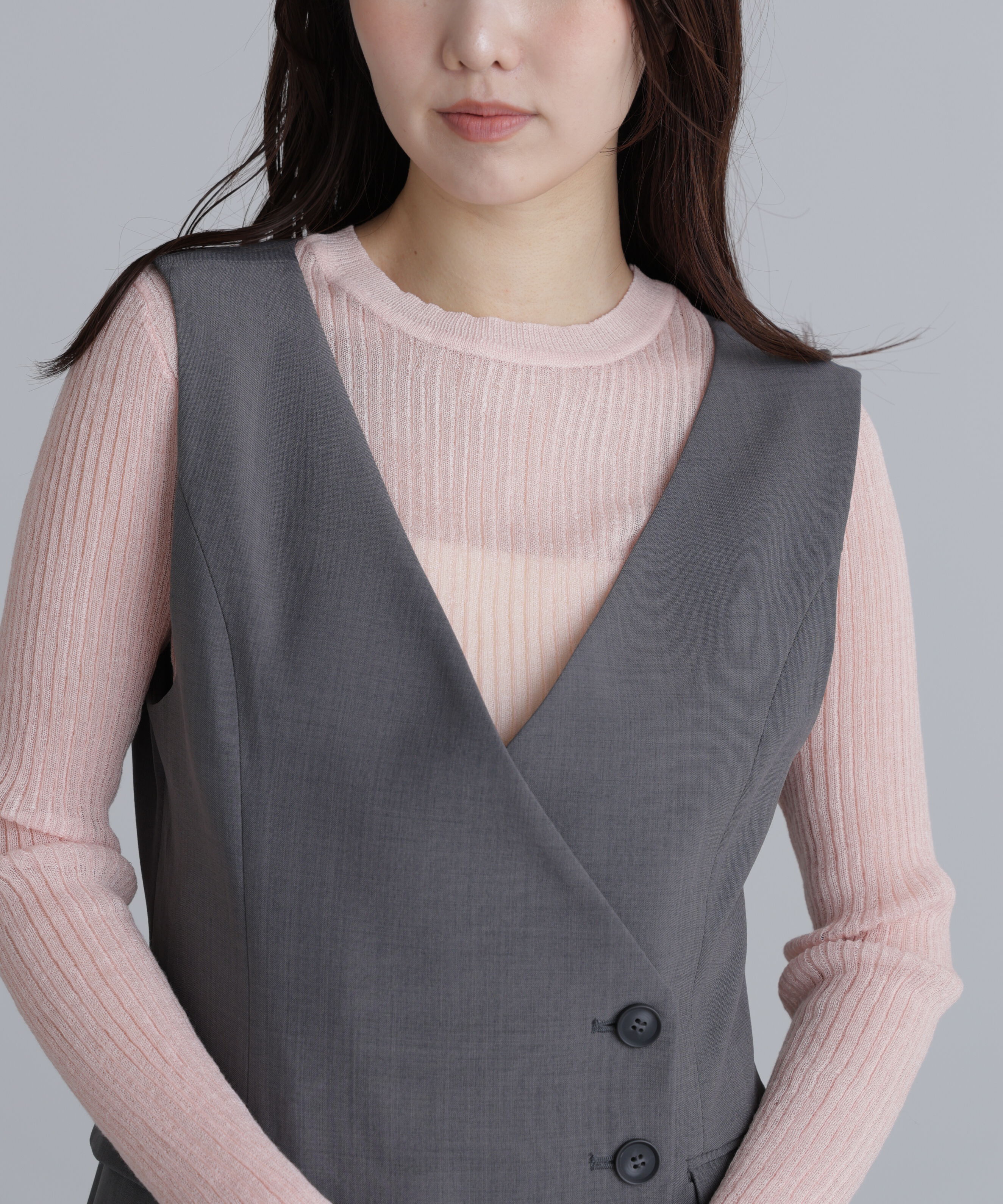  「ジレ風ラップミニジャンパースカート２」|ワンピース|