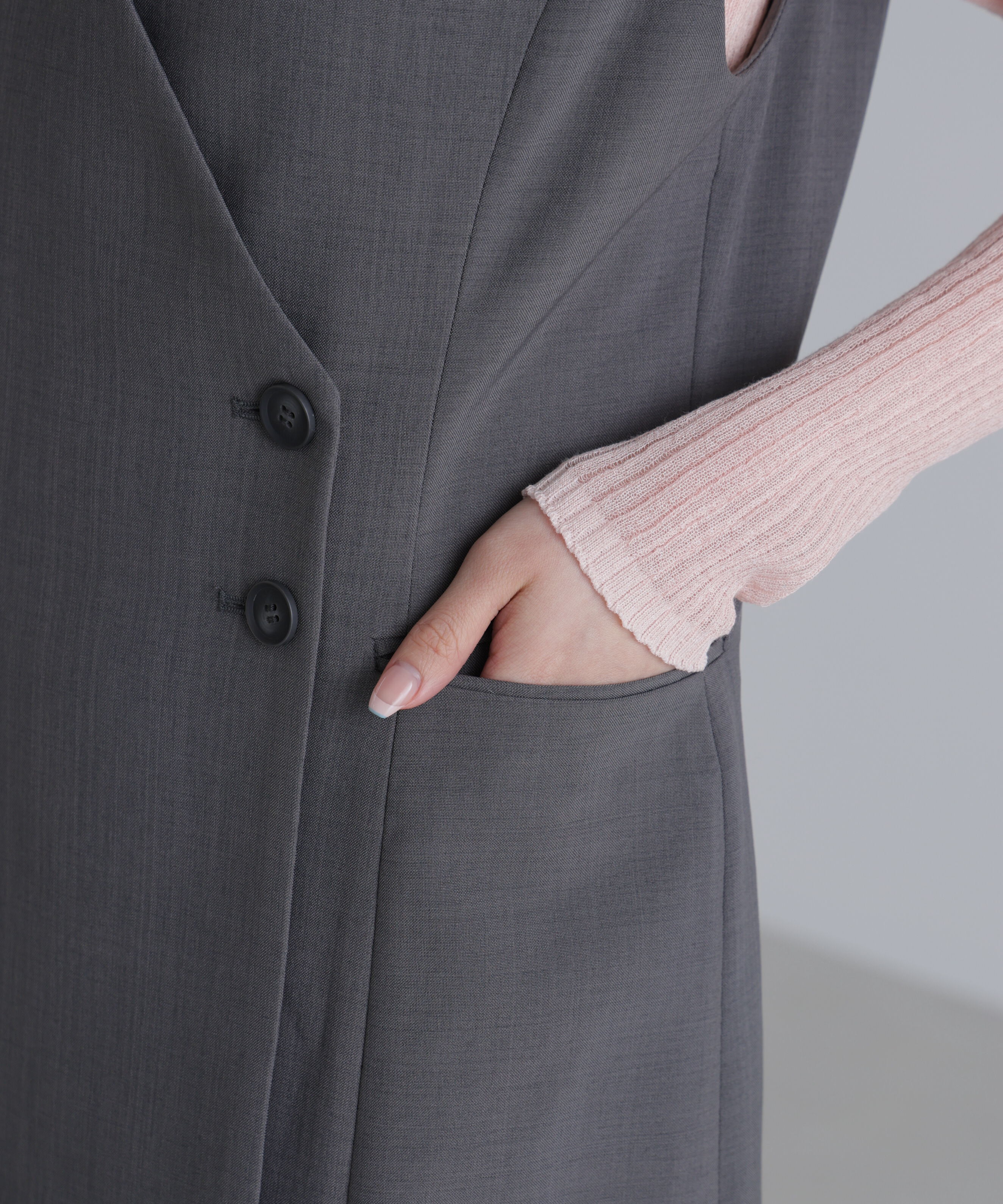  「ジレ風ラップミニジャンパースカート２」|ワンピース|