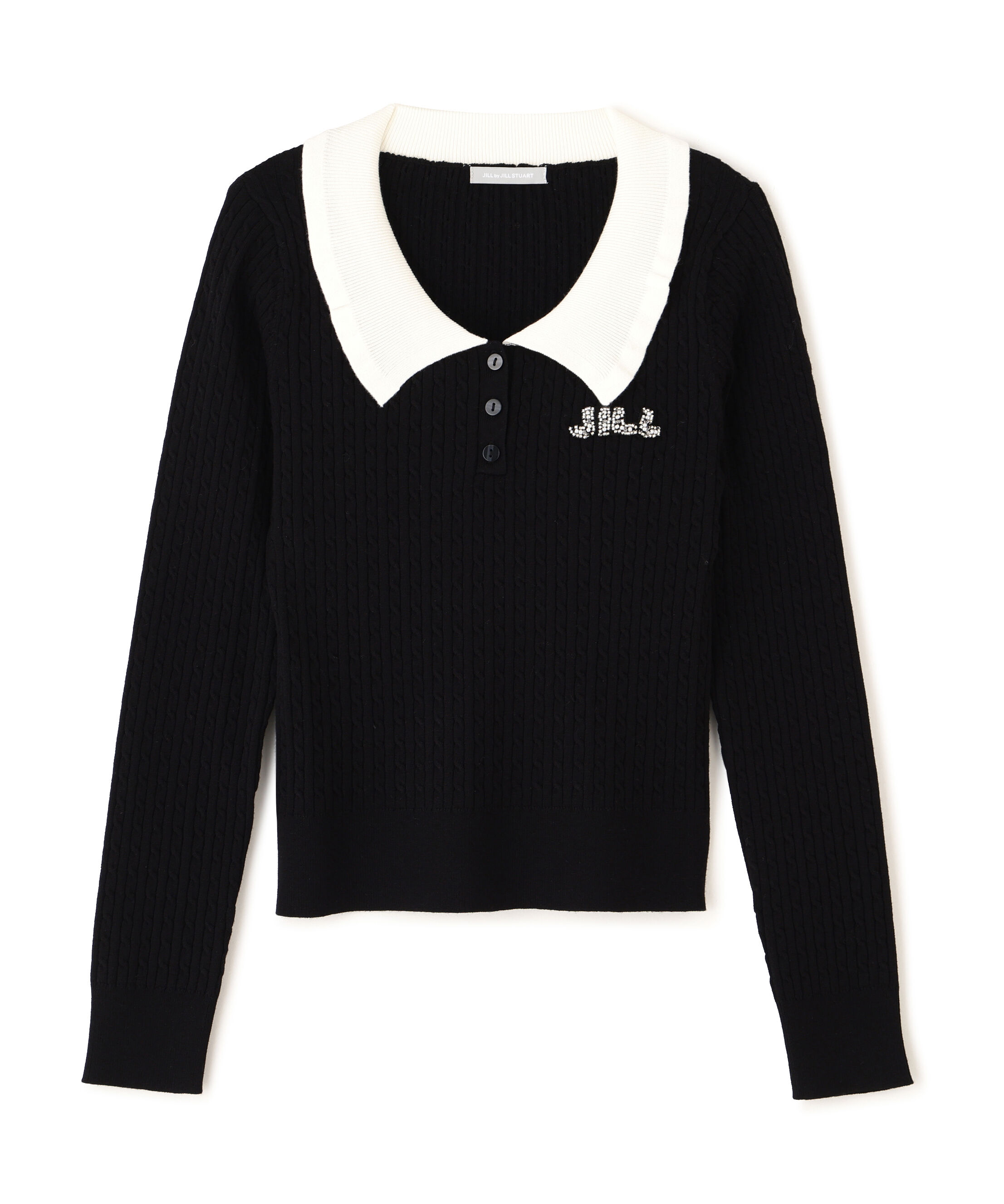  「ビジューロゴケーブルニット」|ニット・セーター|