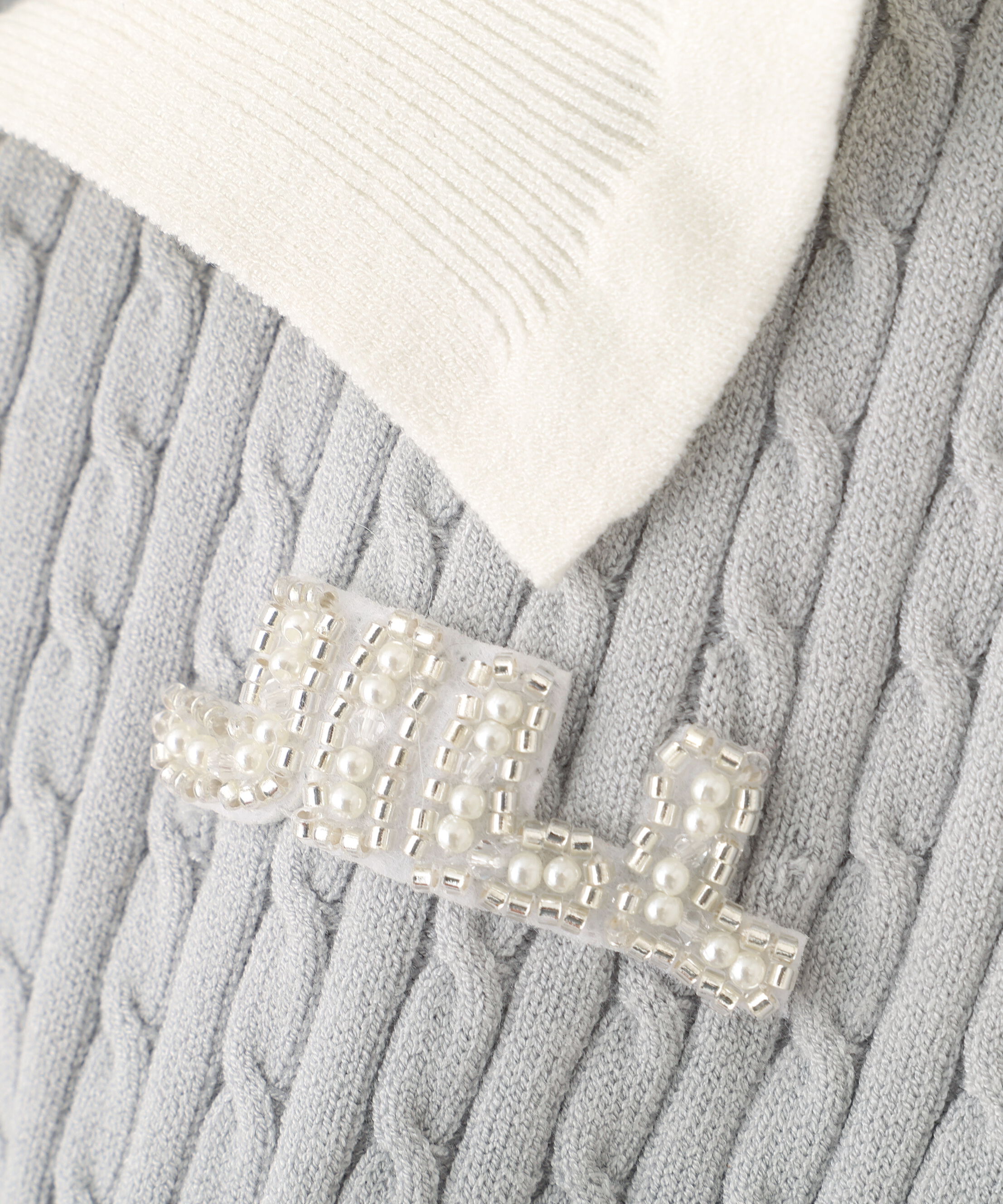  「ビジューロゴケーブルニット」|ニット・セーター|