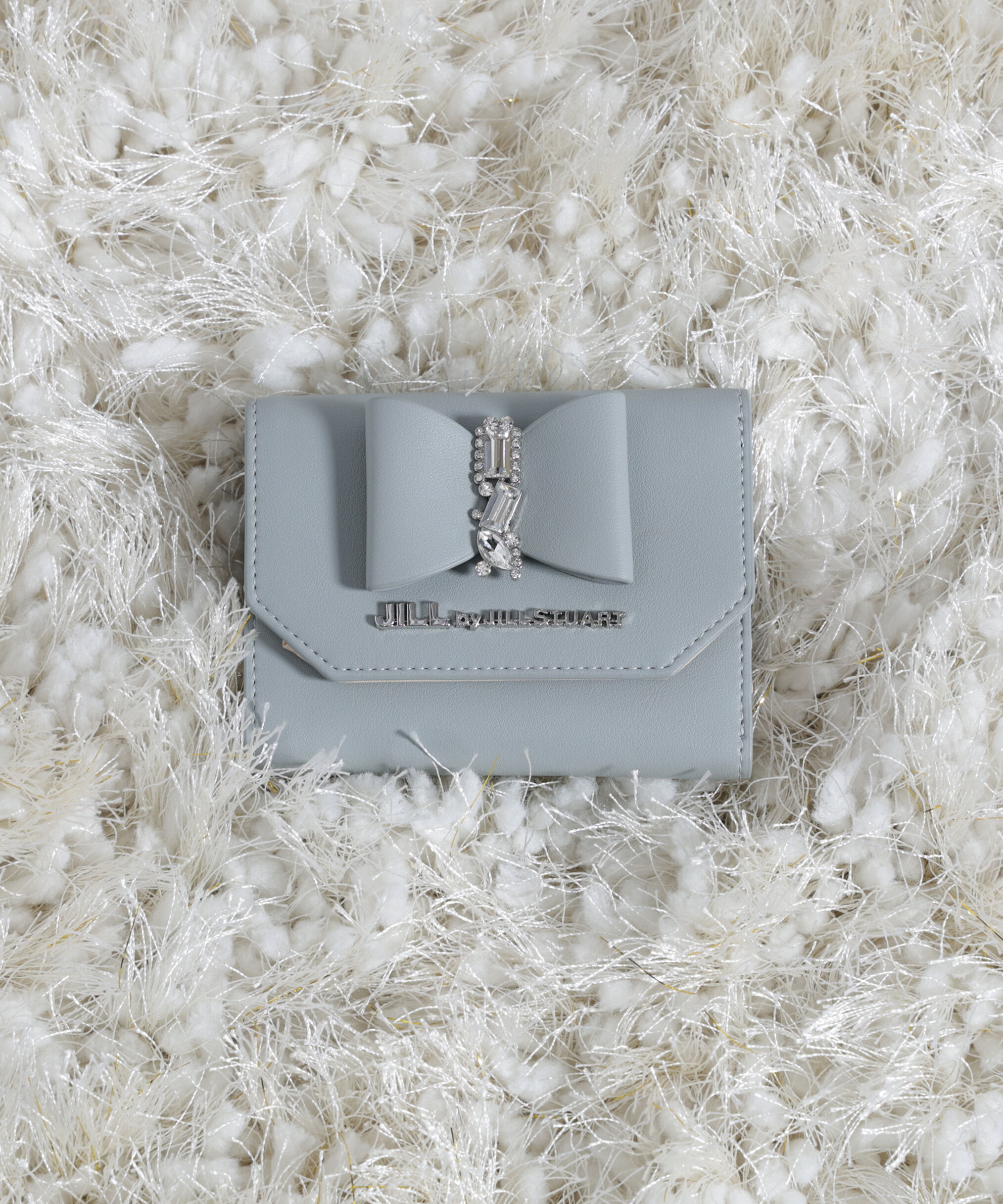  「リボンビジューウォレットミニ財布」|財布|ブルー