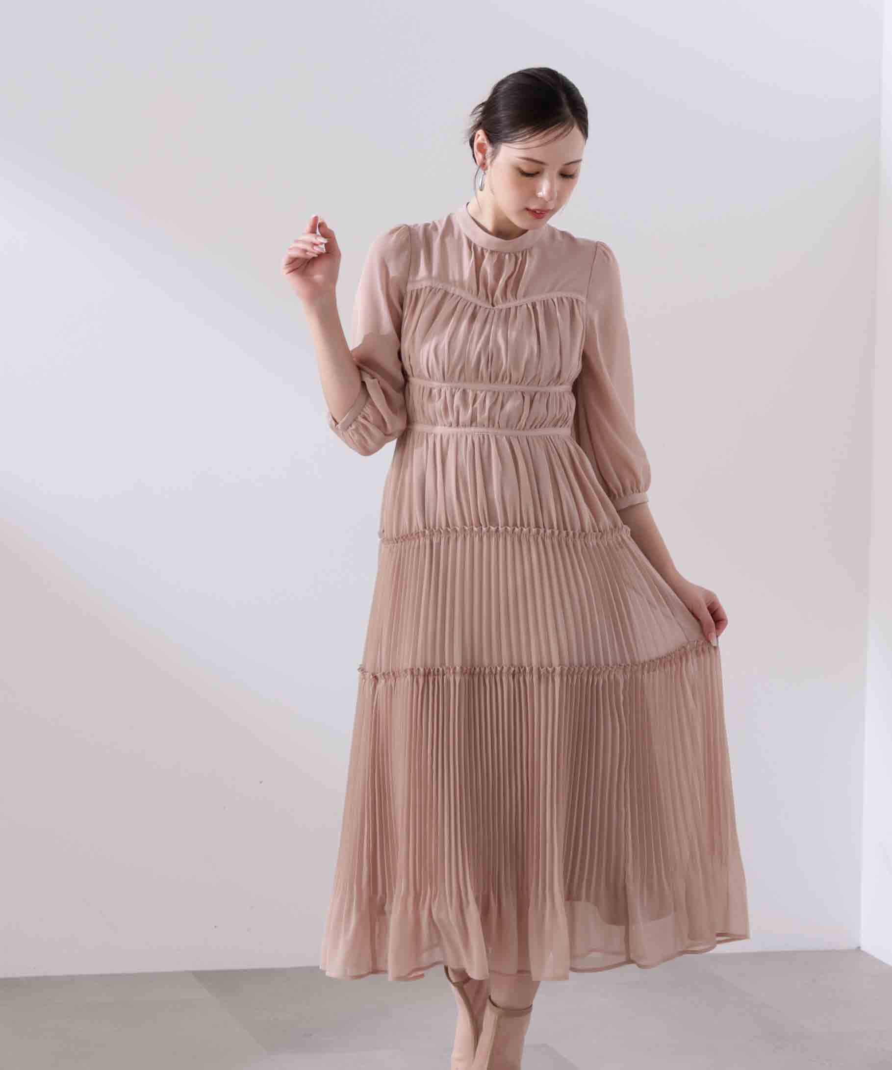PROPORTION BODY DRESSING「＜L＞ピンタックロングワンピース　26SS」|ワンピース|ピンク