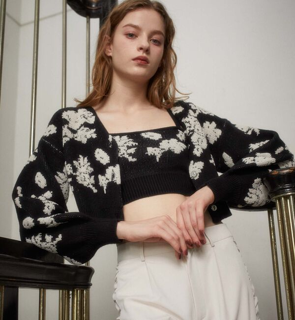 archives「ラメベロア花柄ＪＱニットＣＤアンサンブル」|カーディガン|