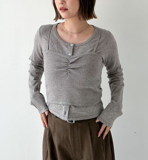 archives「ハリヌキニットアンサンブル」|カーディガン|GRAY