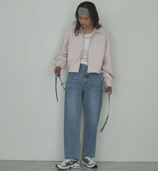 Doux archives「サスペンダー付きストレートデニムパンツ」|デニム|