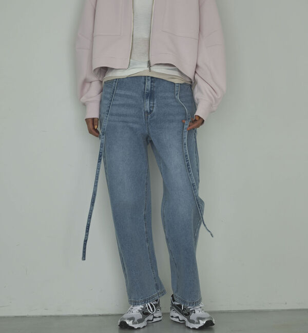 Doux archives「サスペンダー付きストレートデニムパンツ」|デニム|