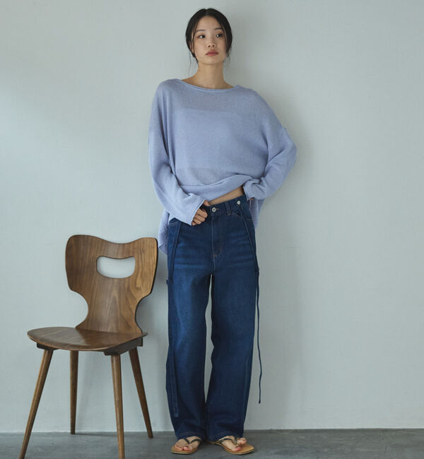 Doux archives「サスペンダー付きストレートデニムパンツ」|デニム|