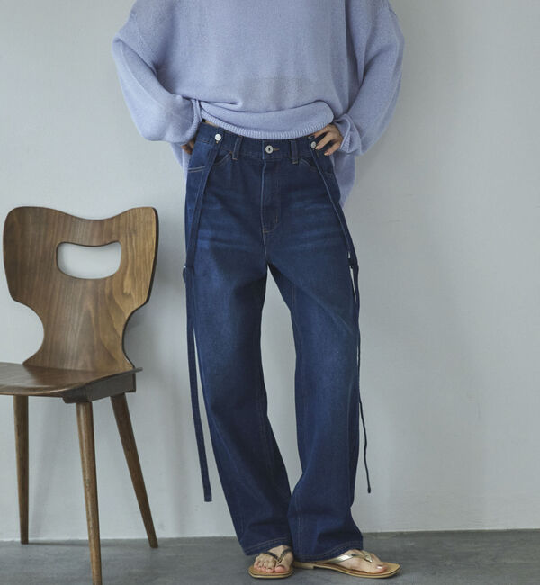 Doux archives「サスペンダー付きストレートデニムパンツ」|デニム|