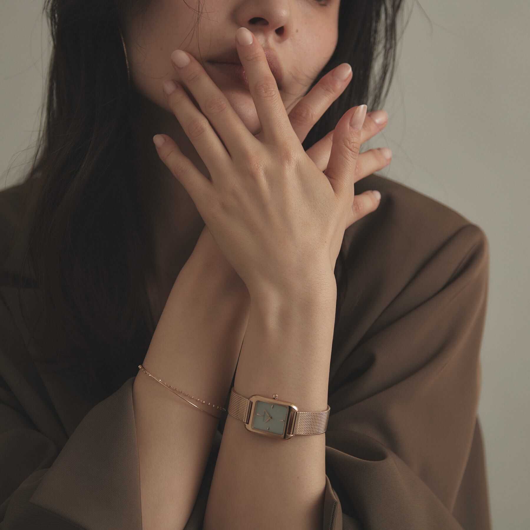 COCOSHNIK「RGスクエアメッシュベルト ウォッチ（ゴールド）」|腕時計|