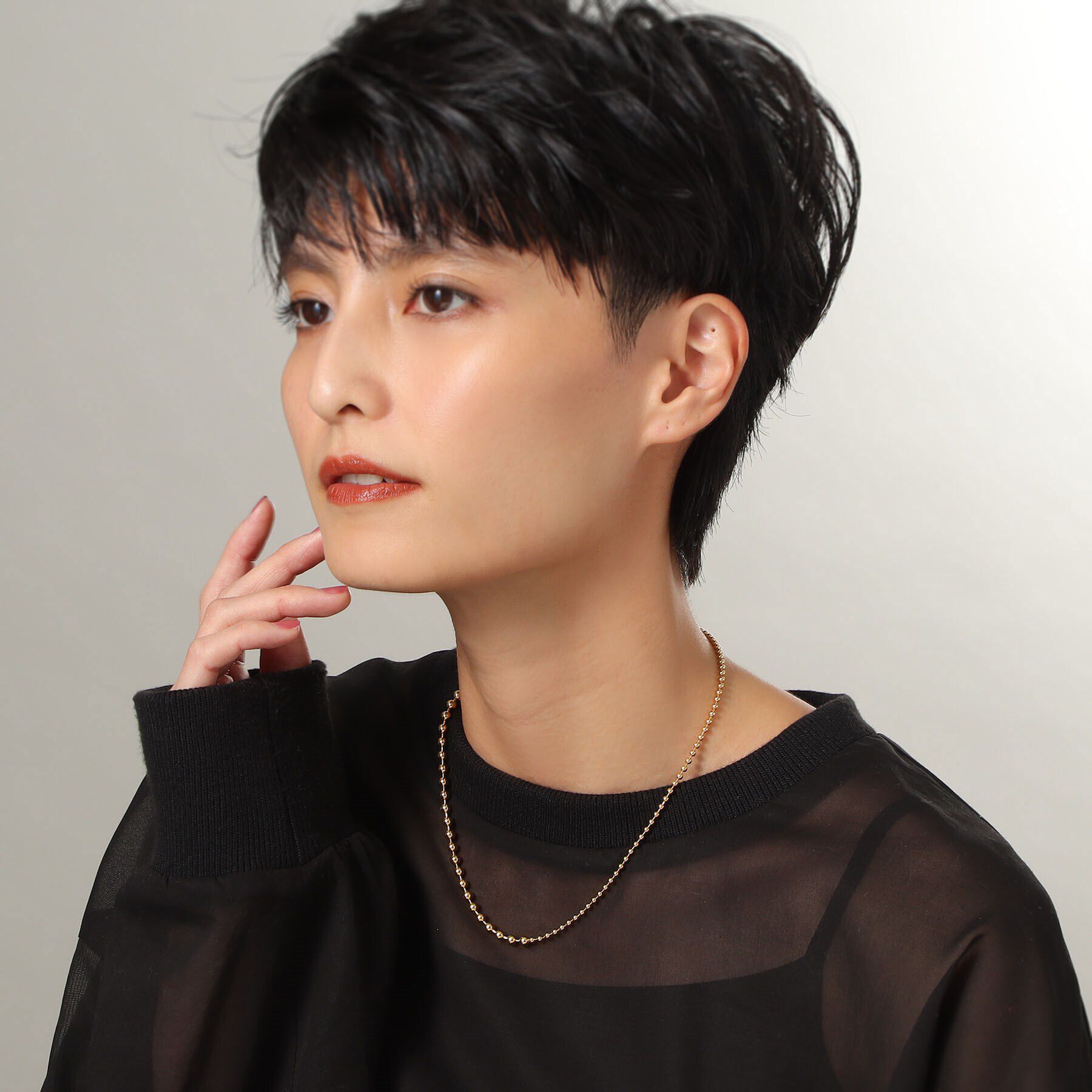 COCOSHNIK ONKITSCH「シルバー デザインチェーン ミックスボールネックレス GP」|ネックレス|