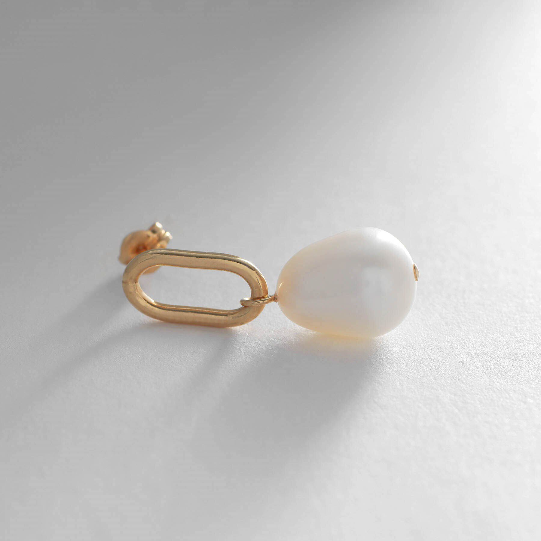 COCOSHNIK ONKITSCH「シルバー バロックパール チェーンリンク ショートピアス GP」|ピアス|