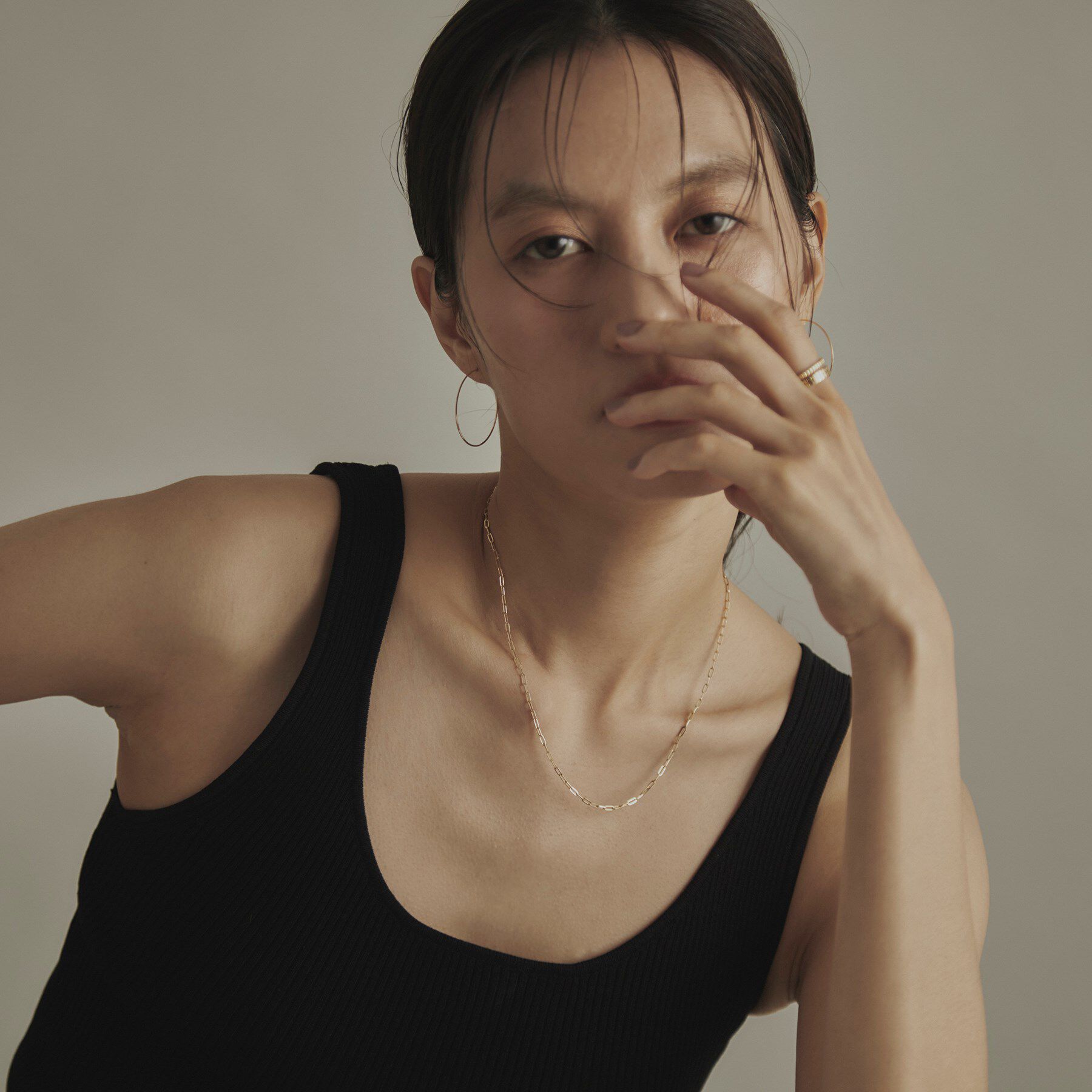 COCOSHNIK「K18中空プリムケーブルチェーン ネックレスS（43cm）」|ネックレス|