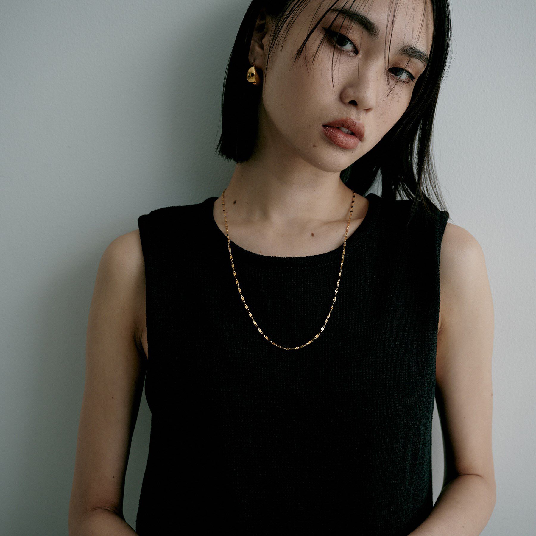 COCOSHNIK ONKITSCH「シルバー デザインチェーン デュアルペタルネックレス（60cm）GP」|ネックレス|