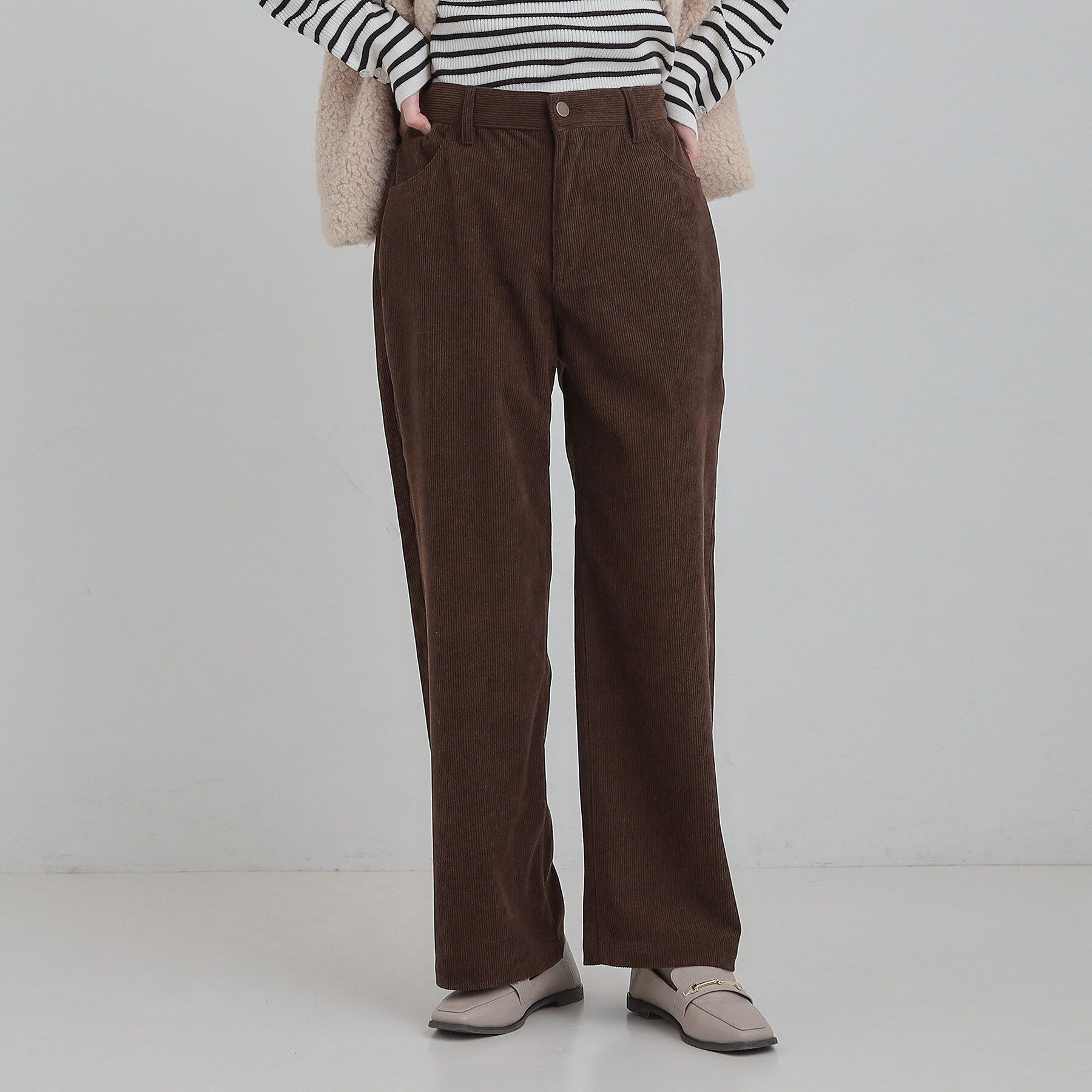 SHOO･LA･RUE「【洗濯機可/S-LL】コーデュロイ ワイドストレートパンツ」|その他|
