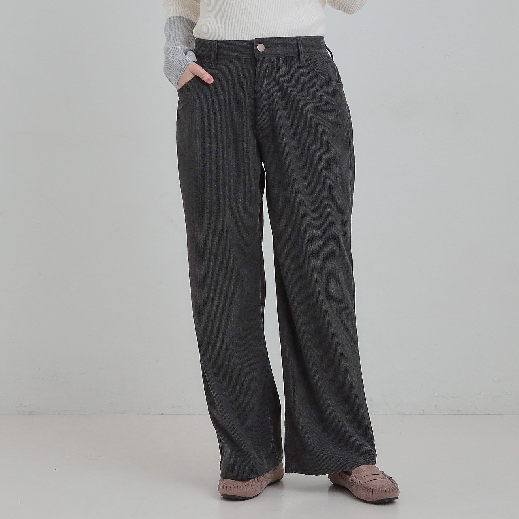 SHOO･LA･RUE「【洗濯機可/S-LL】コーデュロイ ワイドストレートパンツ」|その他|