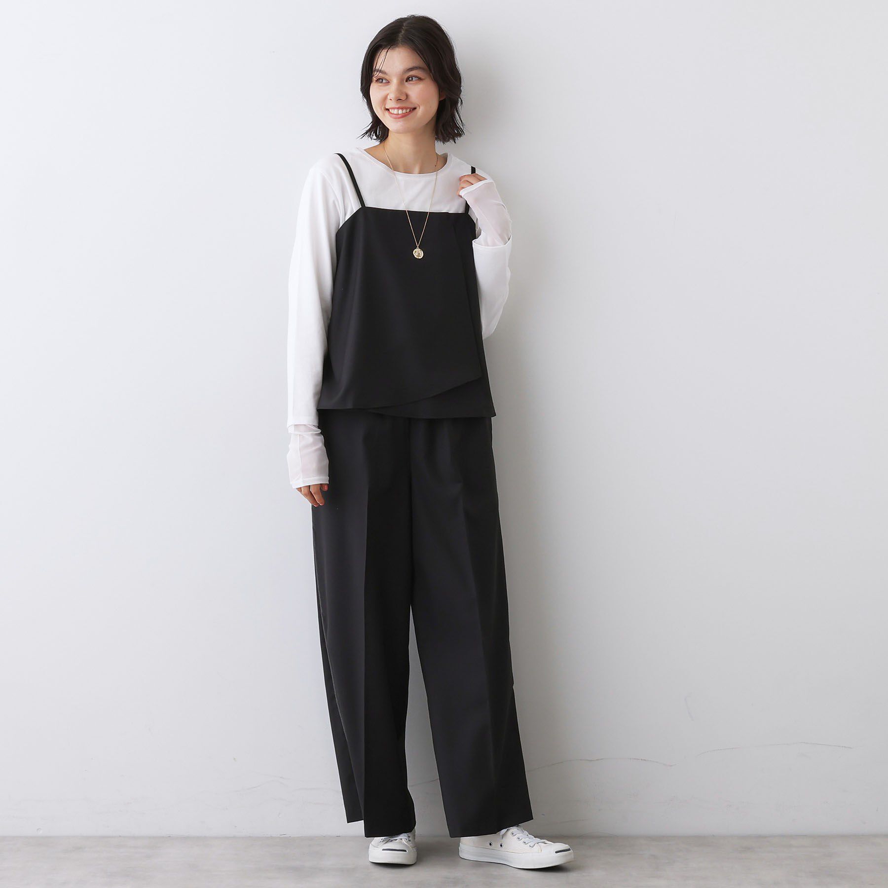 Dessin「【セットアップ可/ウエストゴム/洗える】サイドライン入りワイドパンツ」|その他|