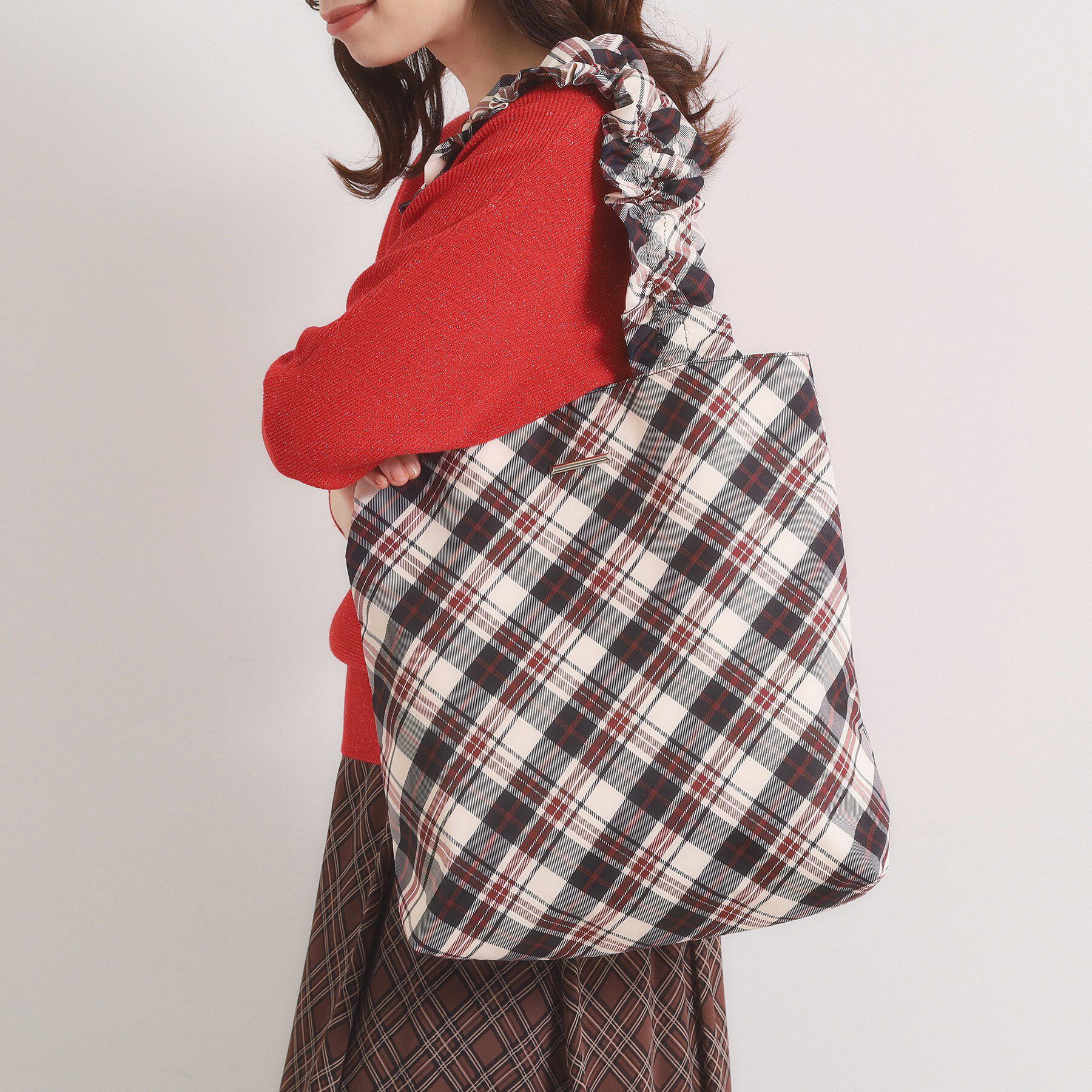 ITS&rsquo;DEMO「【A4対応】柄アソートフリル手トート」|トートバッグ|ネイビー(294)