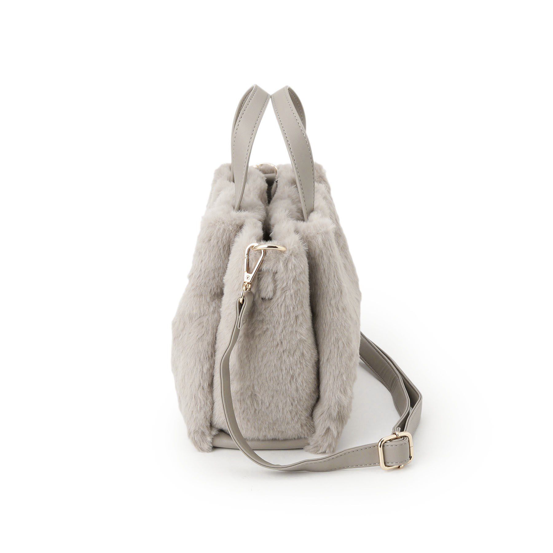 ITS&rsquo;DEMO「【5ポケット】ベルト飾り三層フェイクファートート」|ハンドバッグ|