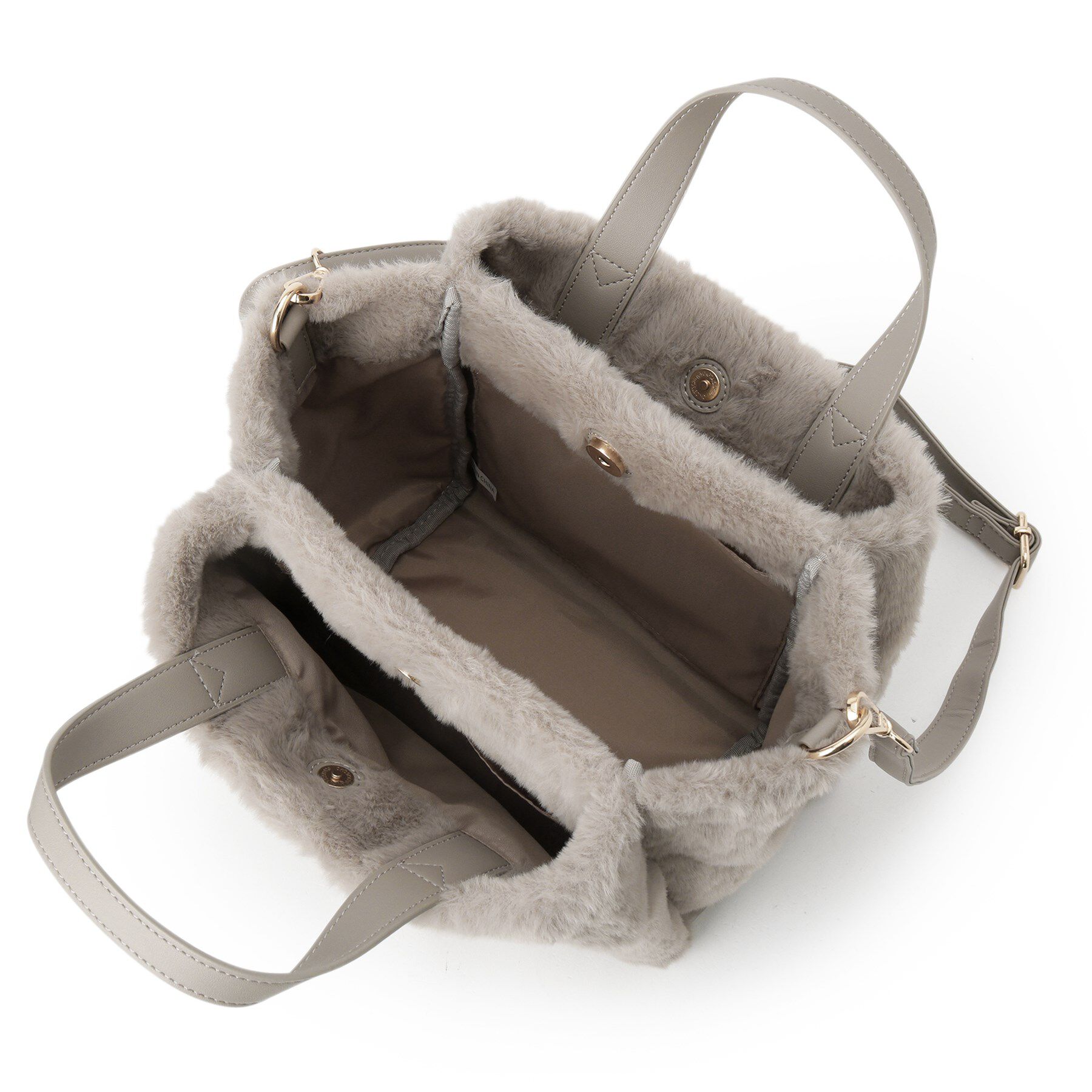 ITS&rsquo;DEMO「【5ポケット】ベルト飾り三層フェイクファートート」|ハンドバッグ|