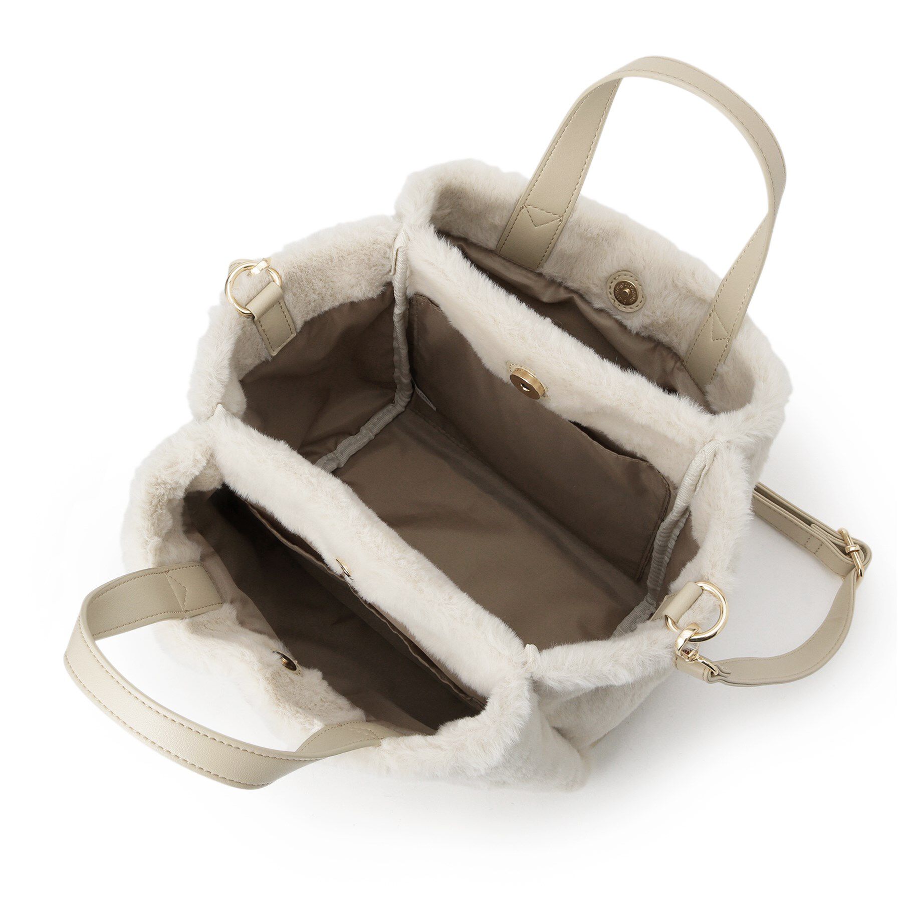 ITS&rsquo;DEMO「【5ポケット】ベルト飾り三層フェイクファートート」|ハンドバッグ|