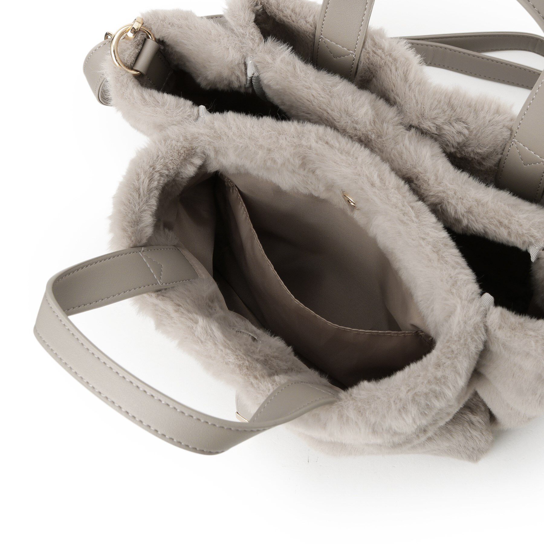 ITS&rsquo;DEMO「【5ポケット】ベルト飾り三層フェイクファートート」|ハンドバッグ|