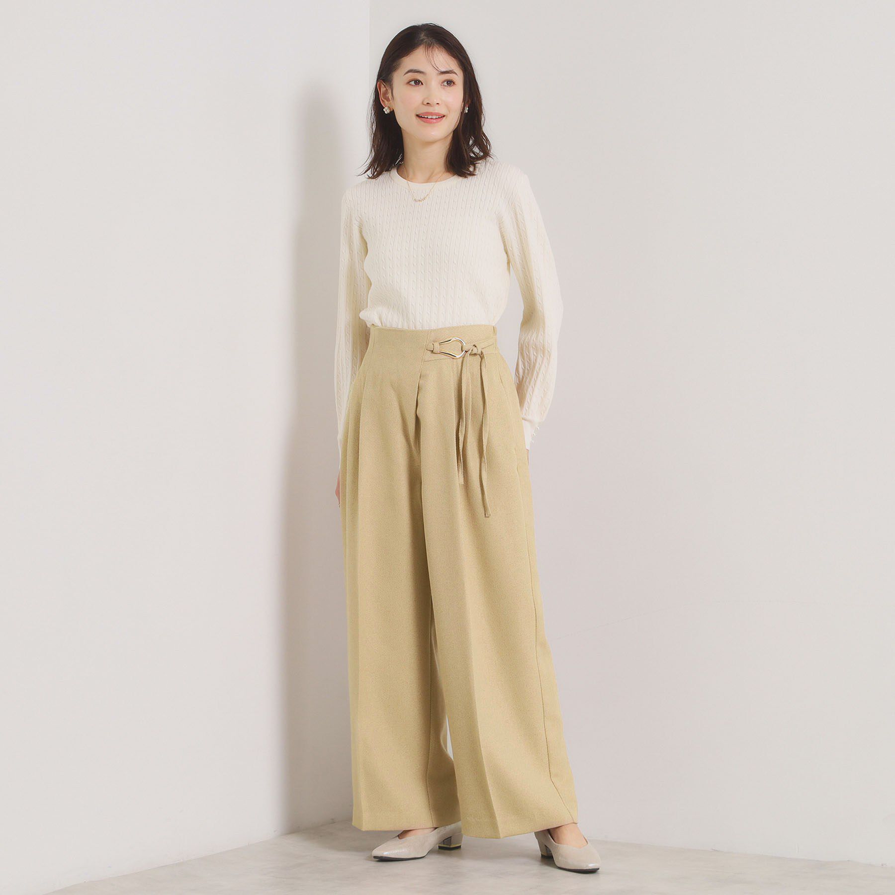 ITS&rsquo;DEMO「【手洗い可／ウエストゴム】ループベルトワイドパンツ」|その他|