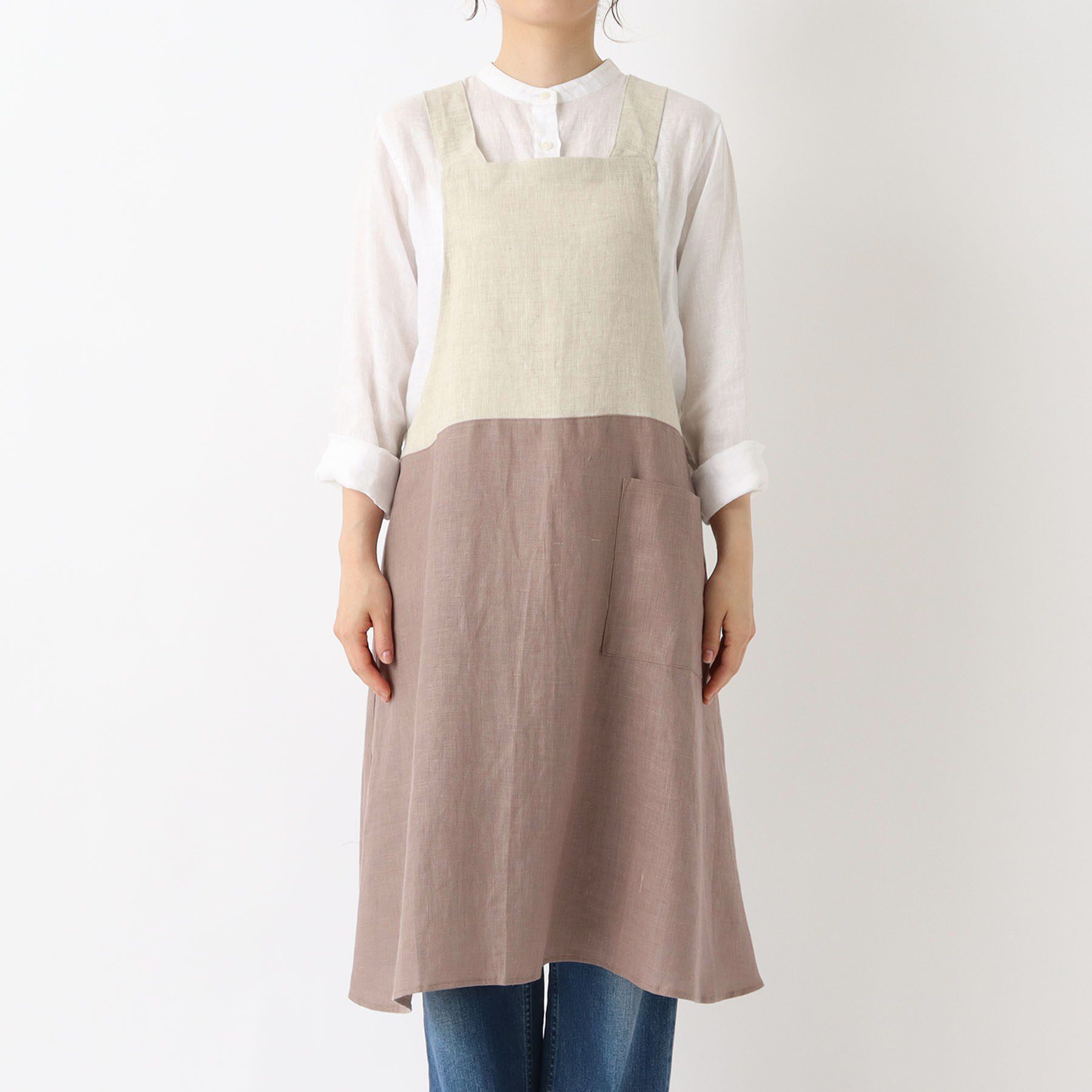 212 KITCHEN STORE「リネンバイカラースルーエプロン アズキ ＜LINEN&BASIC リネンアンドベーシック＞」|食器・キッチングッズ|