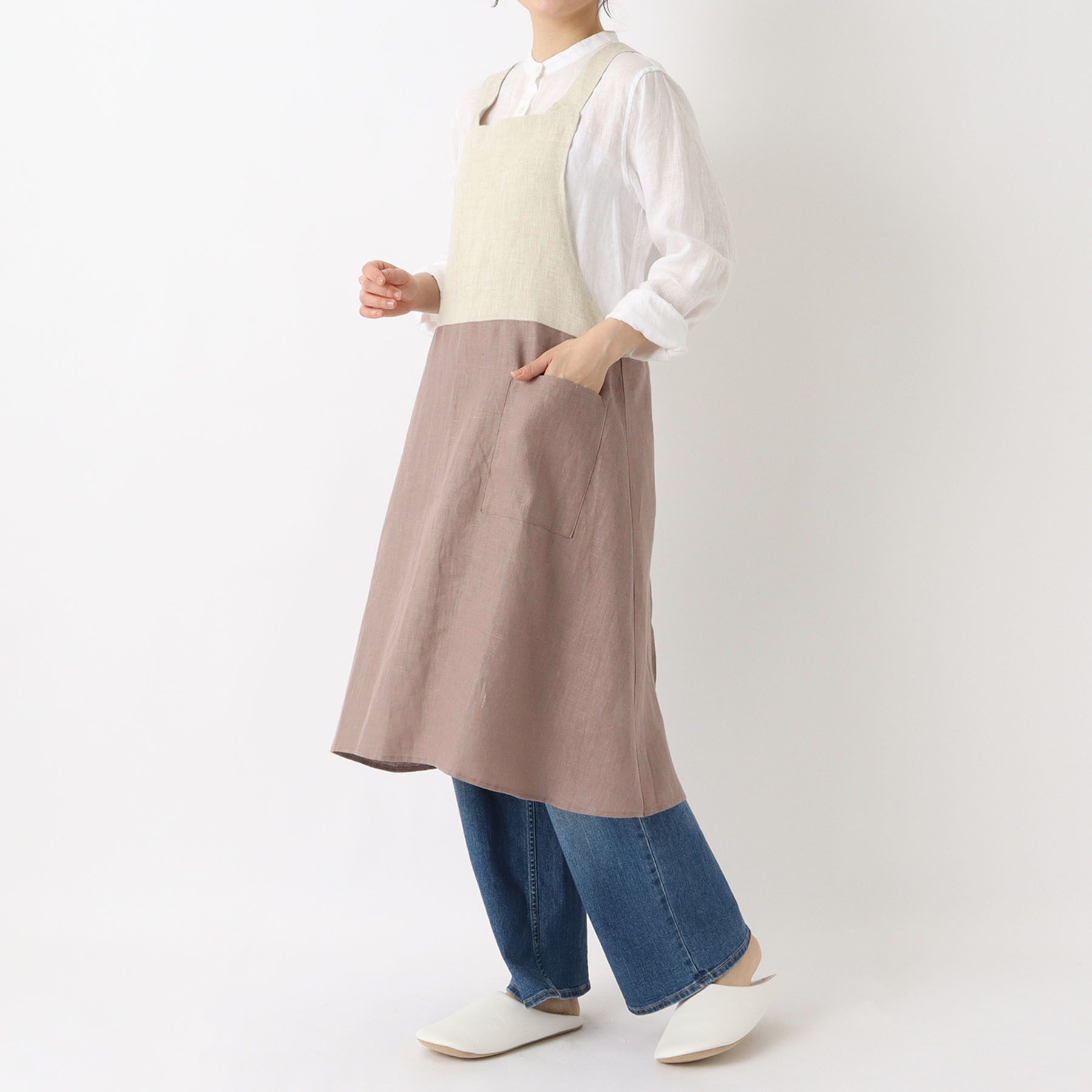 212 KITCHEN STORE「リネンバイカラースルーエプロン アズキ ＜LINEN&BASIC リネンアンドベーシック＞」|食器・キッチングッズ|