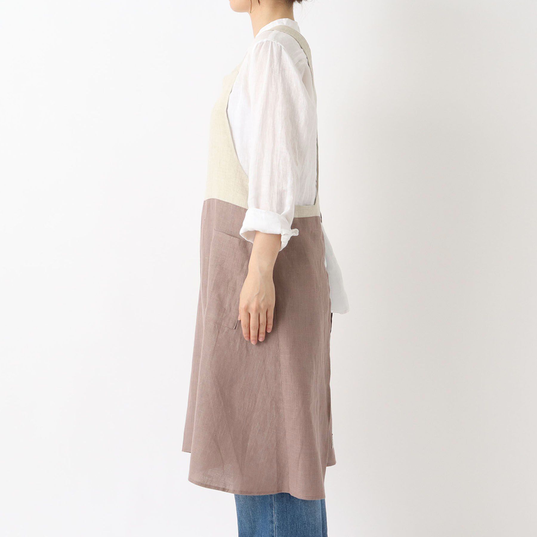 212 KITCHEN STORE「リネンバイカラースルーエプロン アズキ ＜LINEN&BASIC リネンアンドベーシック＞」|食器・キッチングッズ|