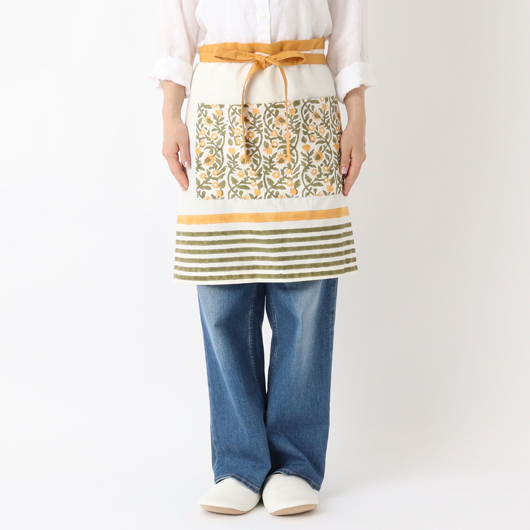 212 KITCHEN STORE「ブロックプリント カフェエプロン MU ＜212Kオリジナル＞」|食器・キッチングッズ|