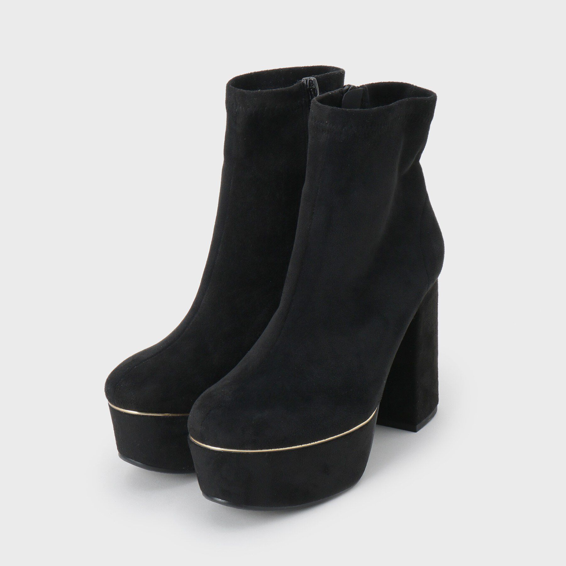 ESPERANZA「【ラク盛り／ショートブーツ】リピーター続出／脚長美脚 ゴールドライン厚底ショートブーツ」|ショートブーツ|