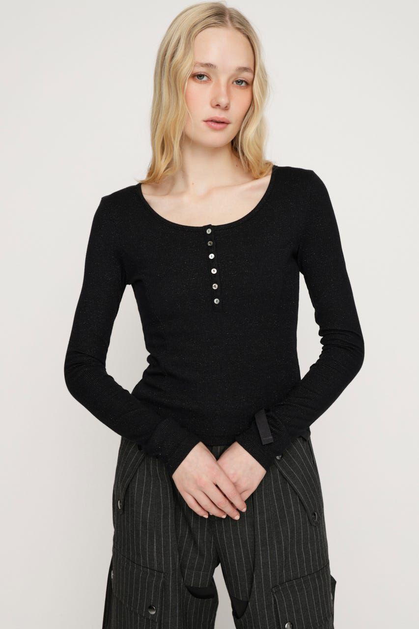 SLY「HENRY NECK CUT トップス」|Tシャツ・カットソー|BLK