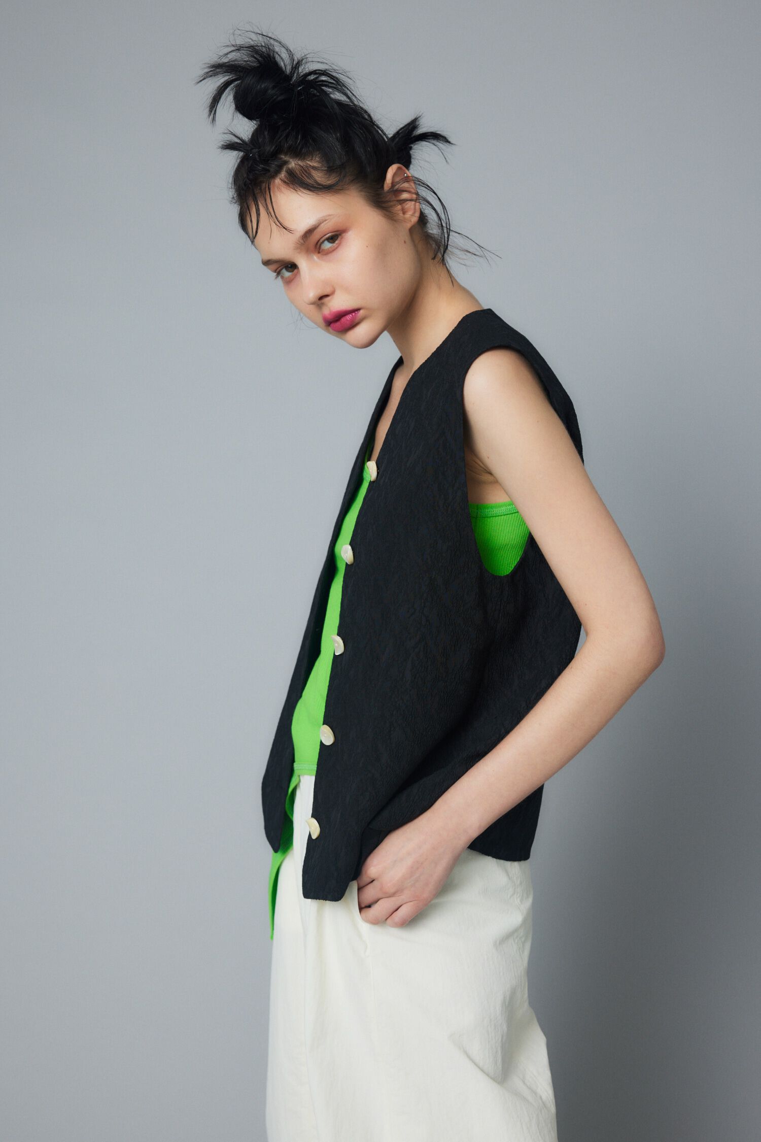 HeRIN.CYE「Jacquard vest」|ダウンベスト・ベスト|