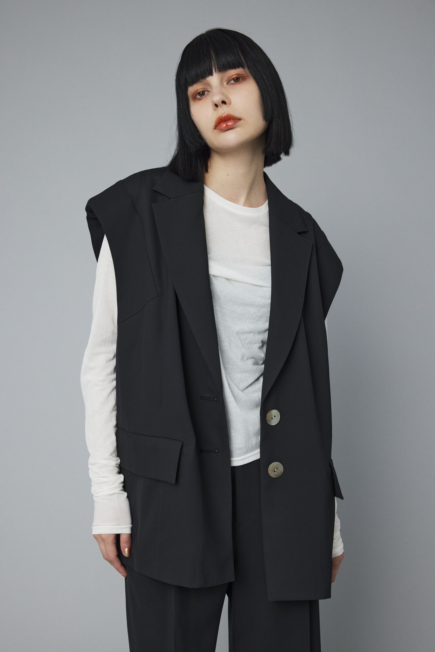 HeRIN.CYE「Over size vest」|ダウンベスト・ベスト|BLK