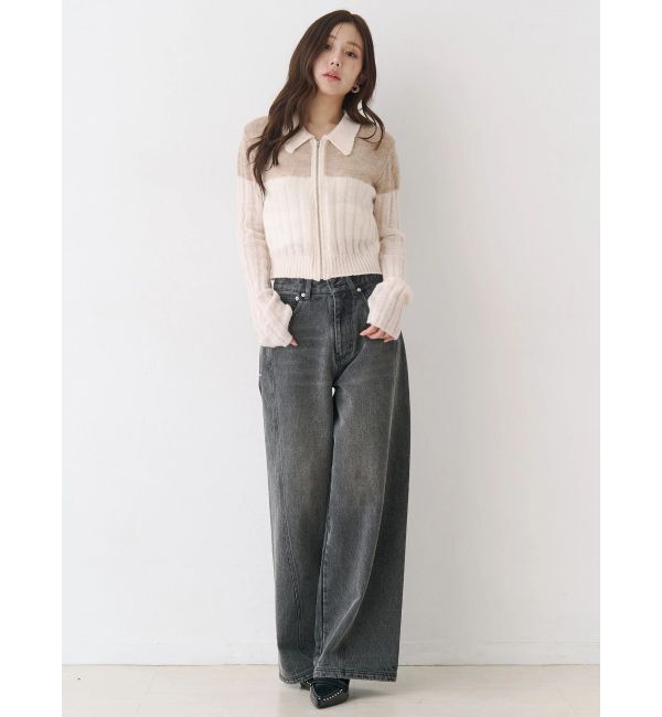 CALNAMUR「バックデザインワイドデニム」|デニム|